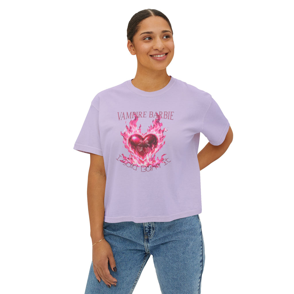 Caroline Forbes — TVD — Vampire Barbie Pink Flame Heart Boxy Tee