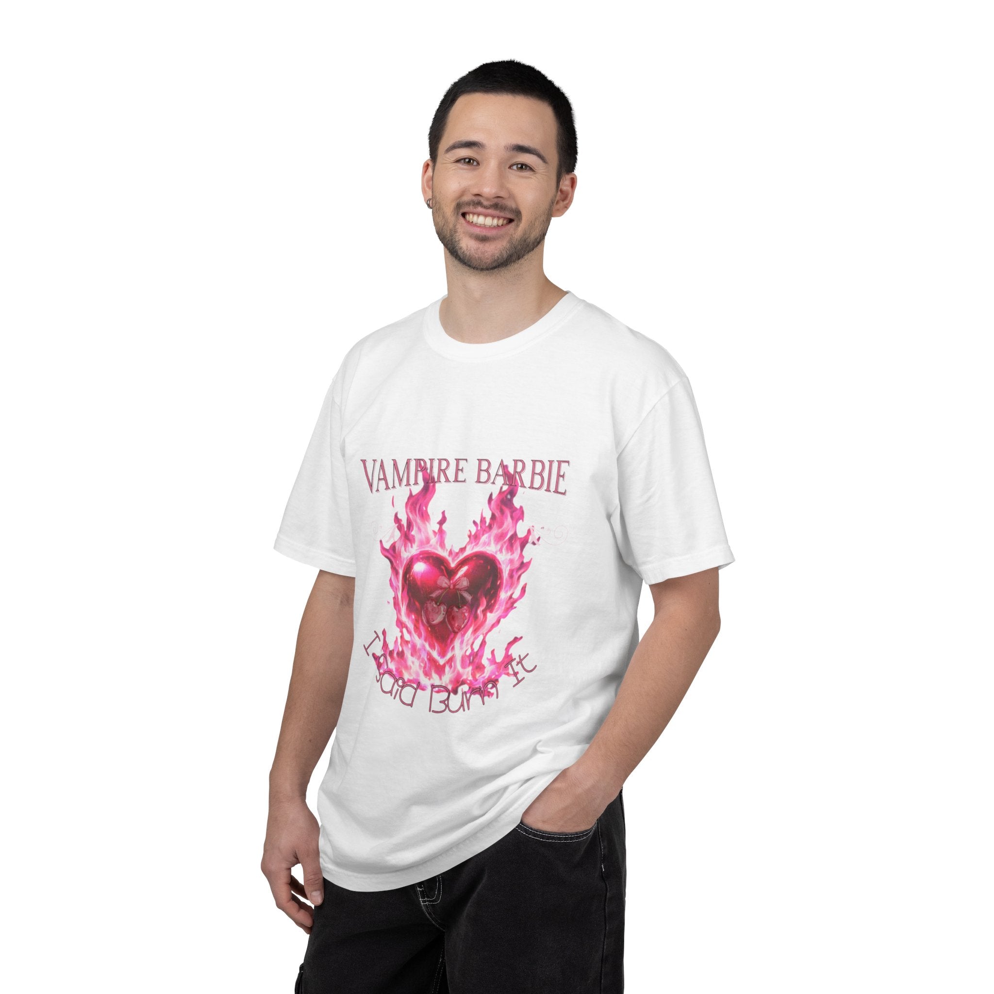 Vampire Barbie Pink Flaming Heart T-shirt | Gothic Cute Graphic Tee