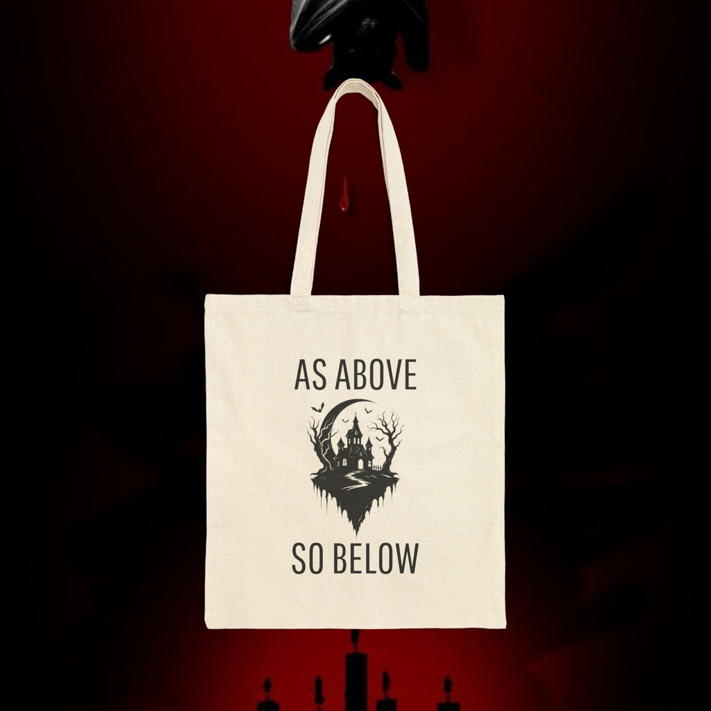 As Above So Below Canvas Tote Bag – Gothic Mystic Cotton Shopper