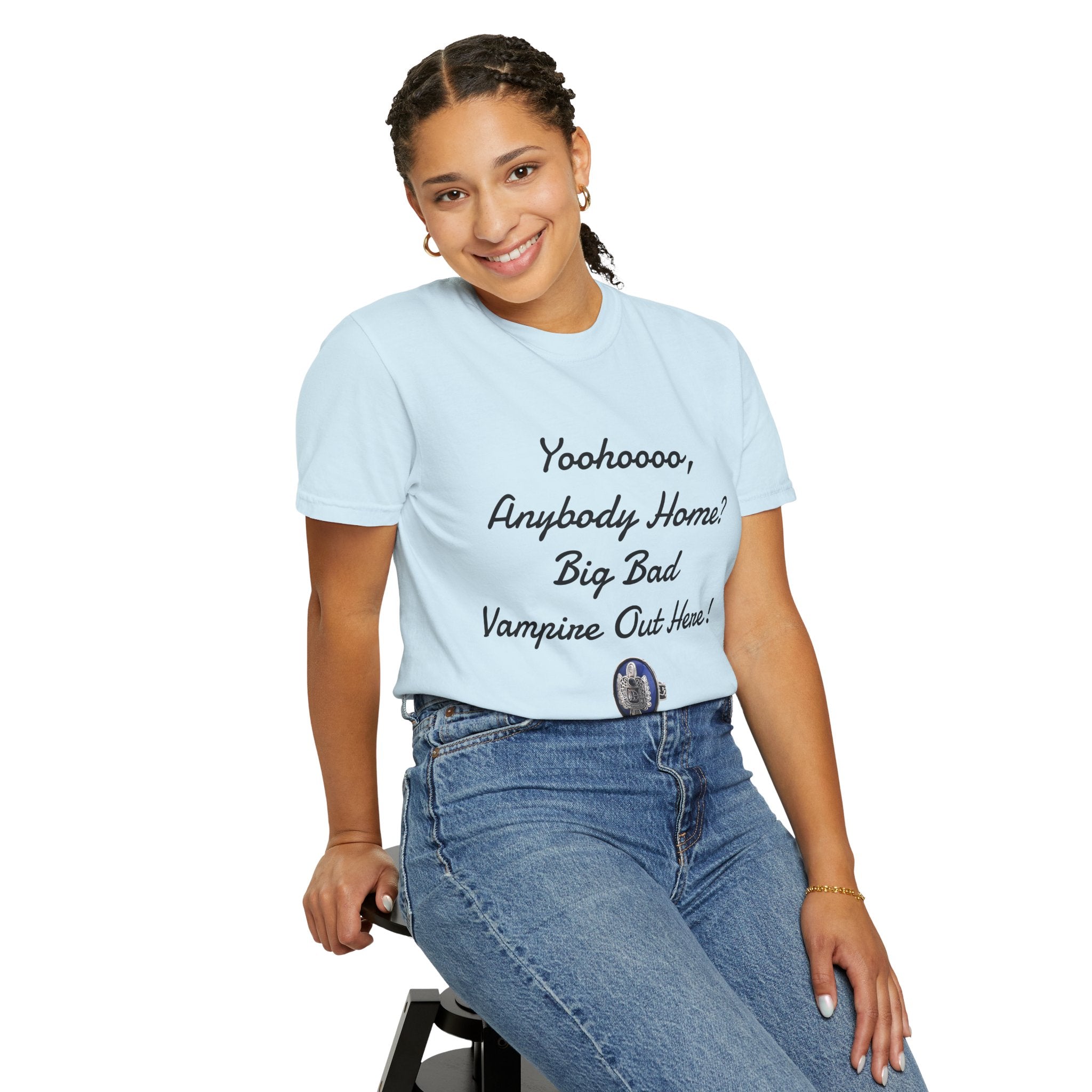 Damon Salvatore — TVD — Vampire Quote Tee — "Yoohooo, Anybody Home? Big Bad Vampire Out Here..." Shirt