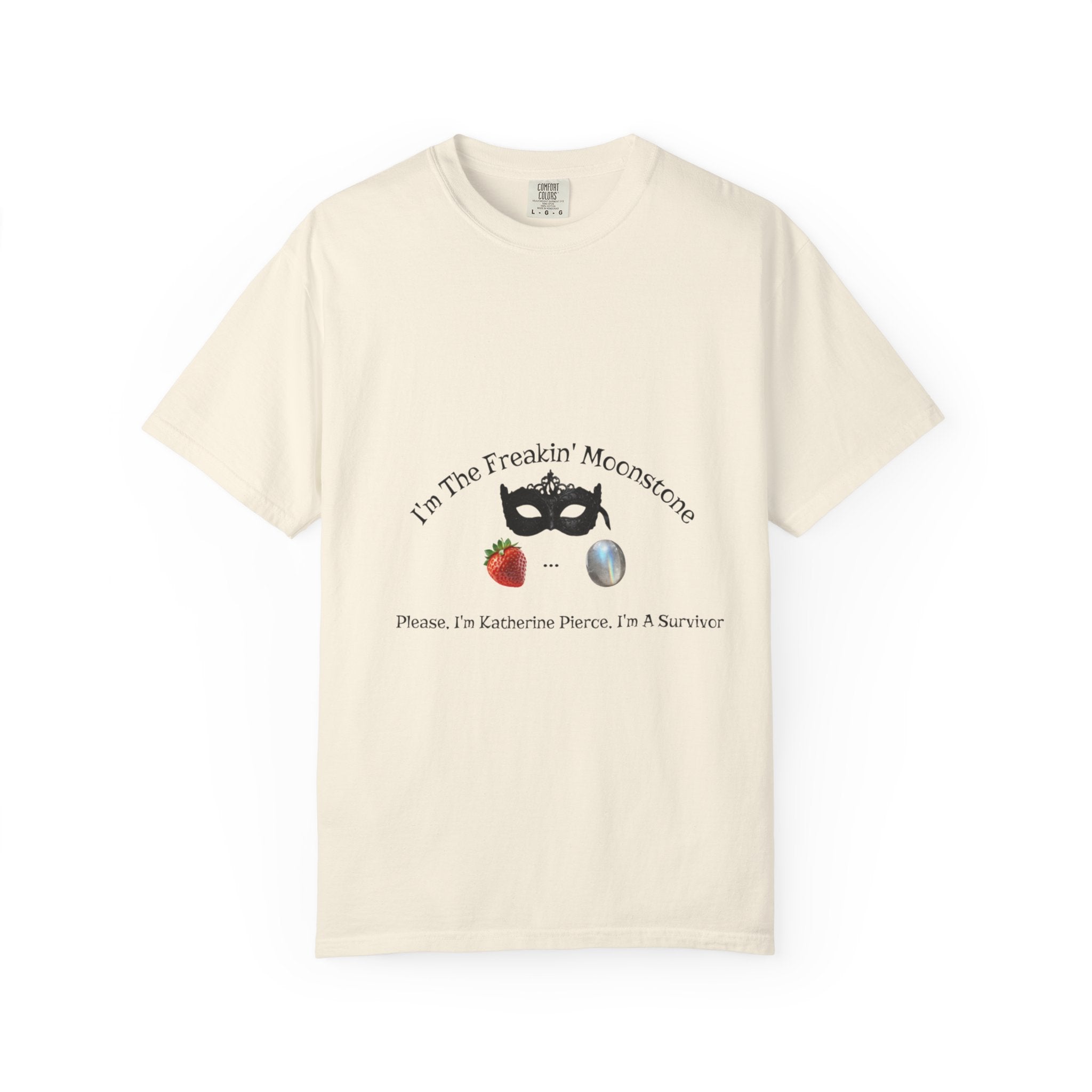 Freakin' Moonstone mask strawberry pearl graphic T-shirt