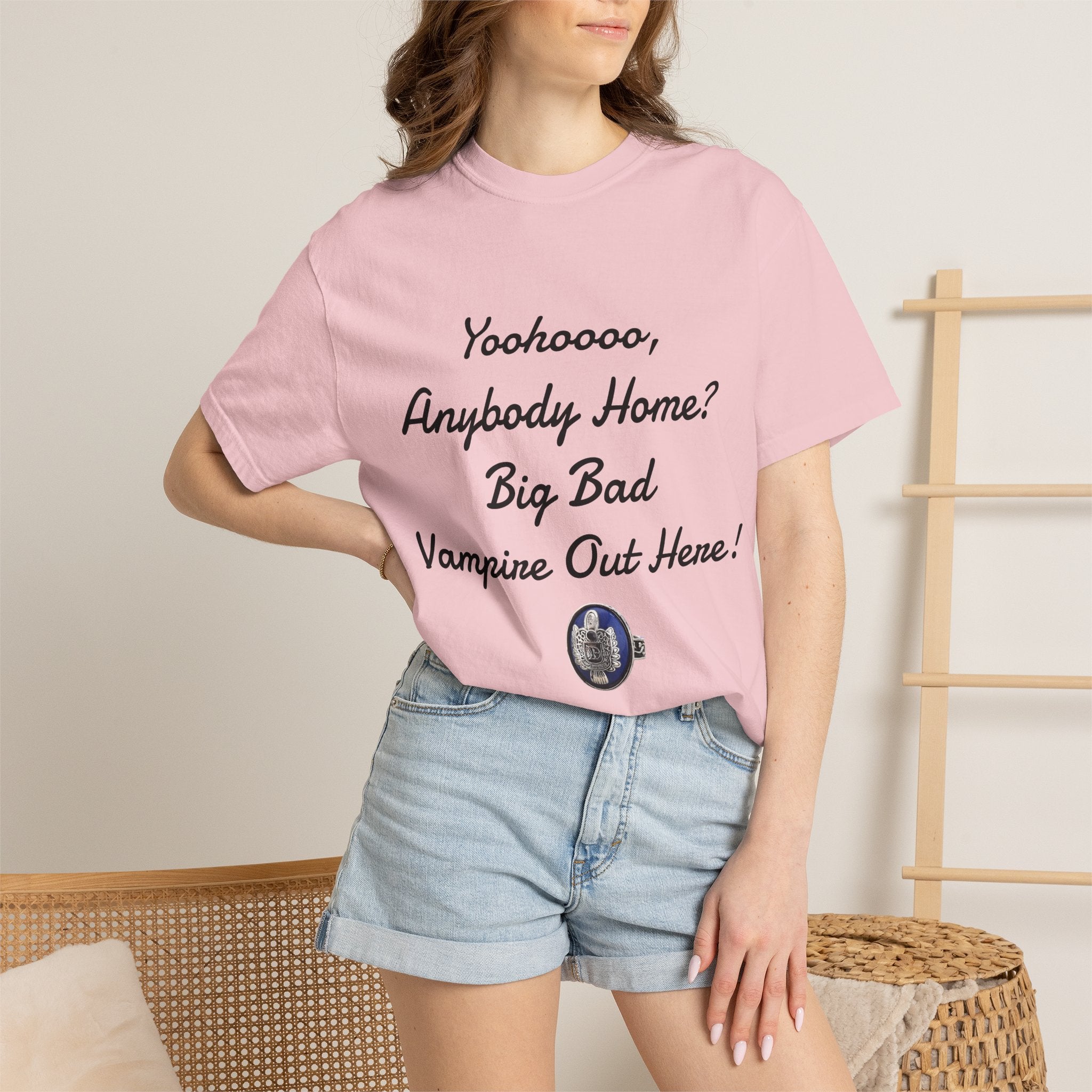 Damon Salvatore — TVD — Vampire Quote Tee — "Yoohooo, Anybody Home? Big Bad Vampire Out Here..." Shirt