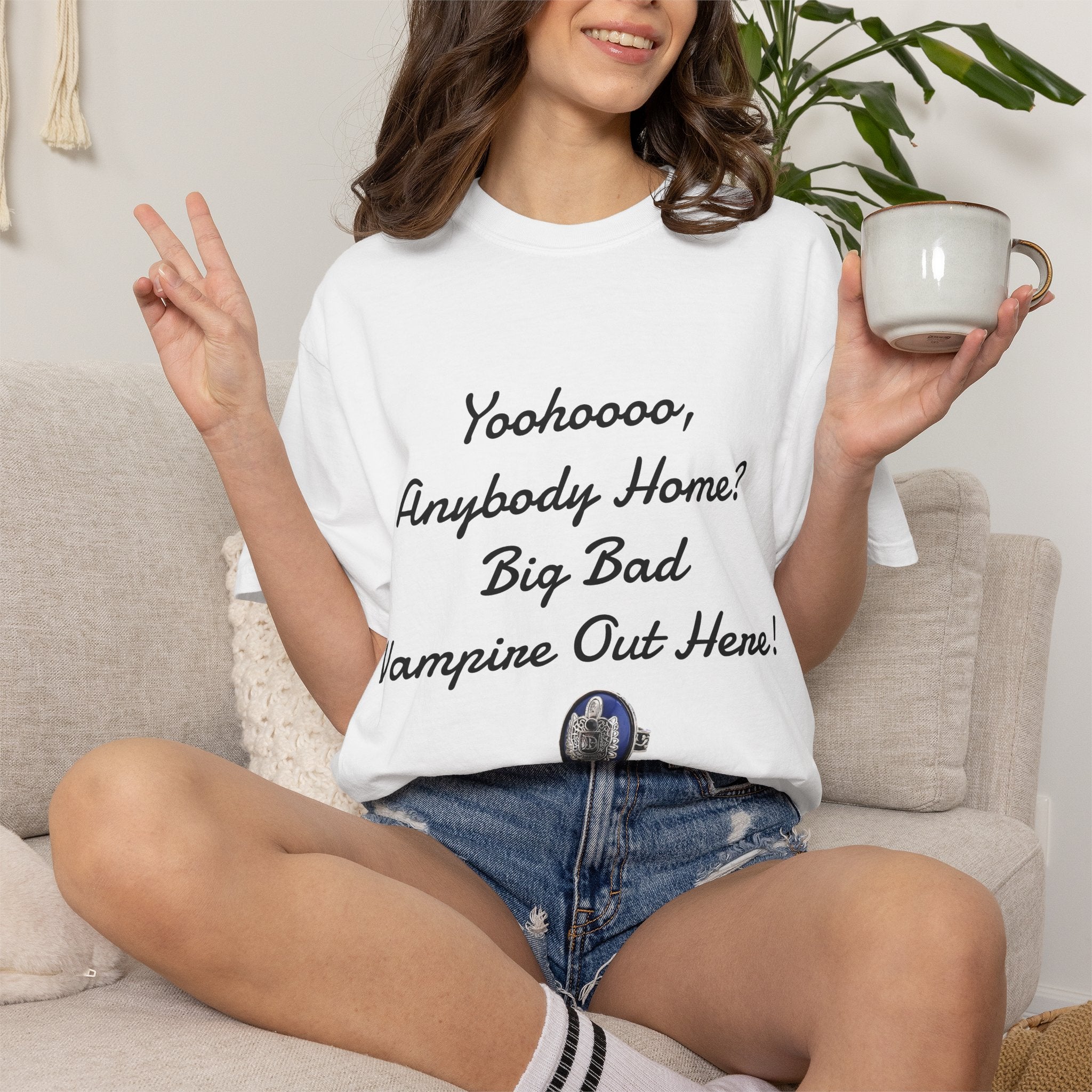 Damon Salvatore — TVD — Vampire Quote Tee — "Yoohooo, Anybody Home? Big Bad Vampire Out Here..." Shirt