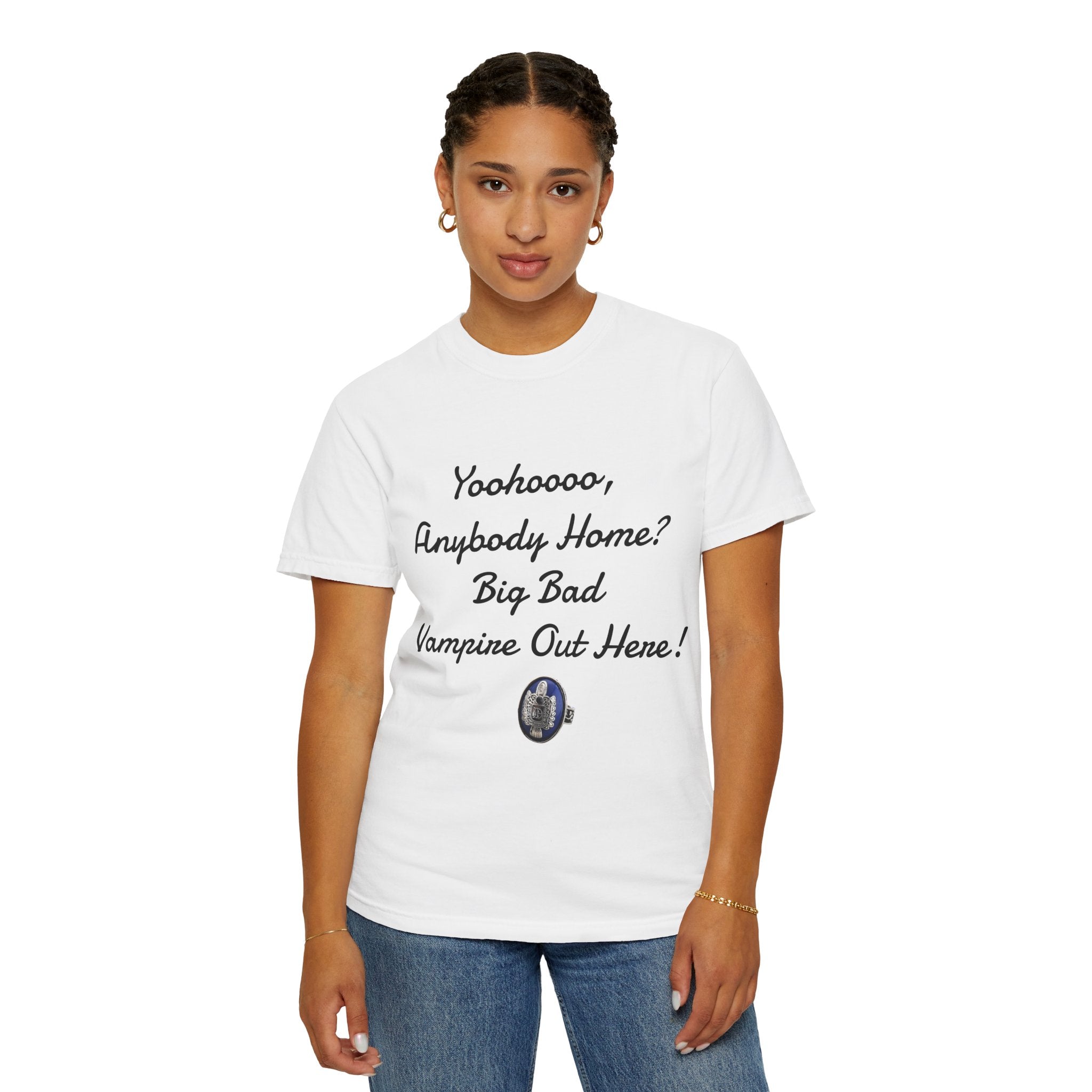Damon Salvatore — TVD — Vampire Quote Tee — "Yoohooo, Anybody Home? Big Bad Vampire Out Here..." Shirt