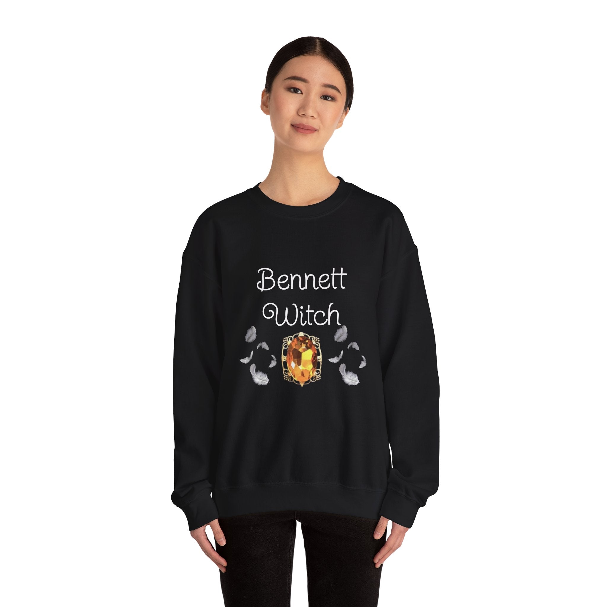 Bennett Witch — Bonnie Bennett — TVD — Gemstone Accent Crewneck Sweatshirt – Citrine Jewel Design