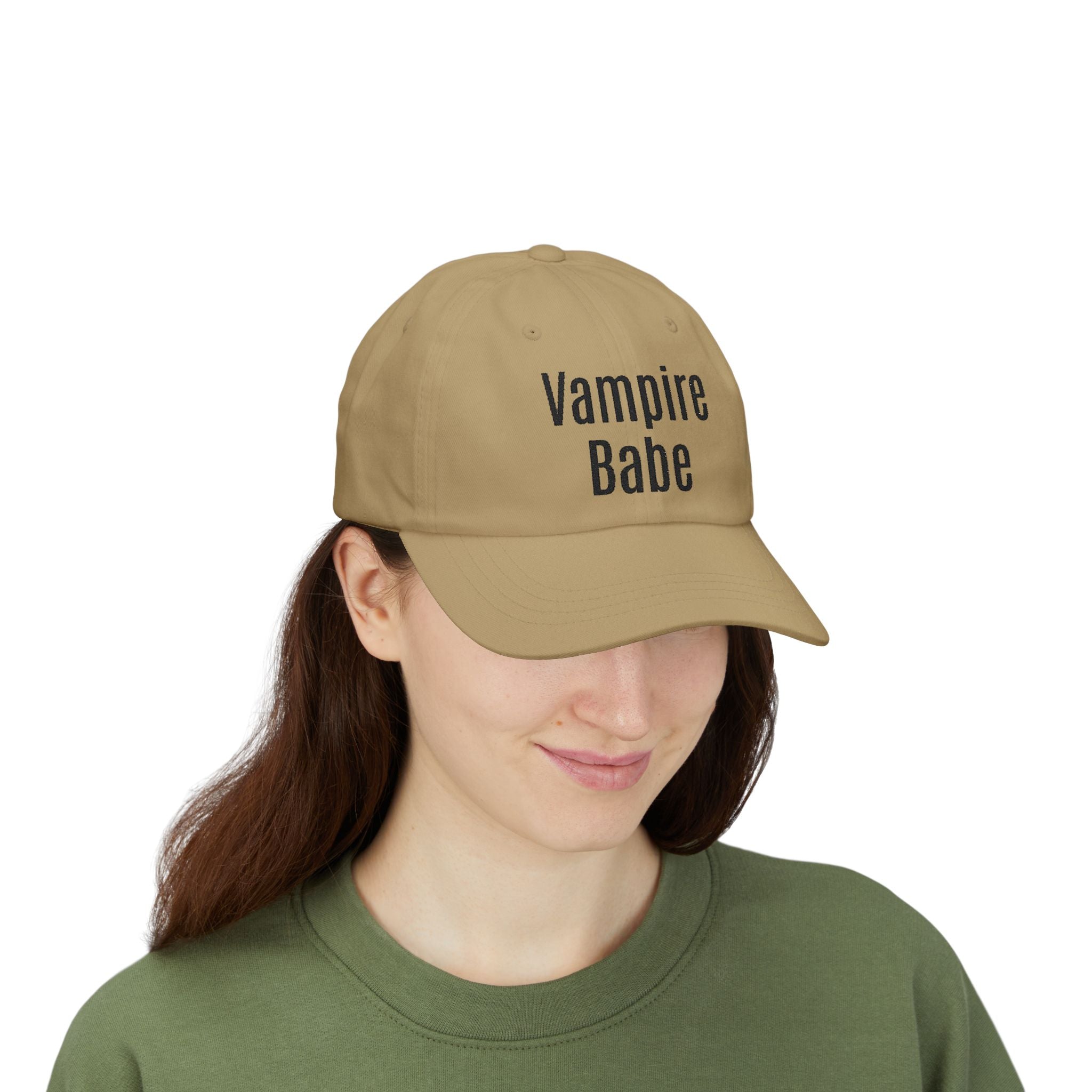 Vampire Babe Dad Cap Gothic Baseball Hat with Crow Accent