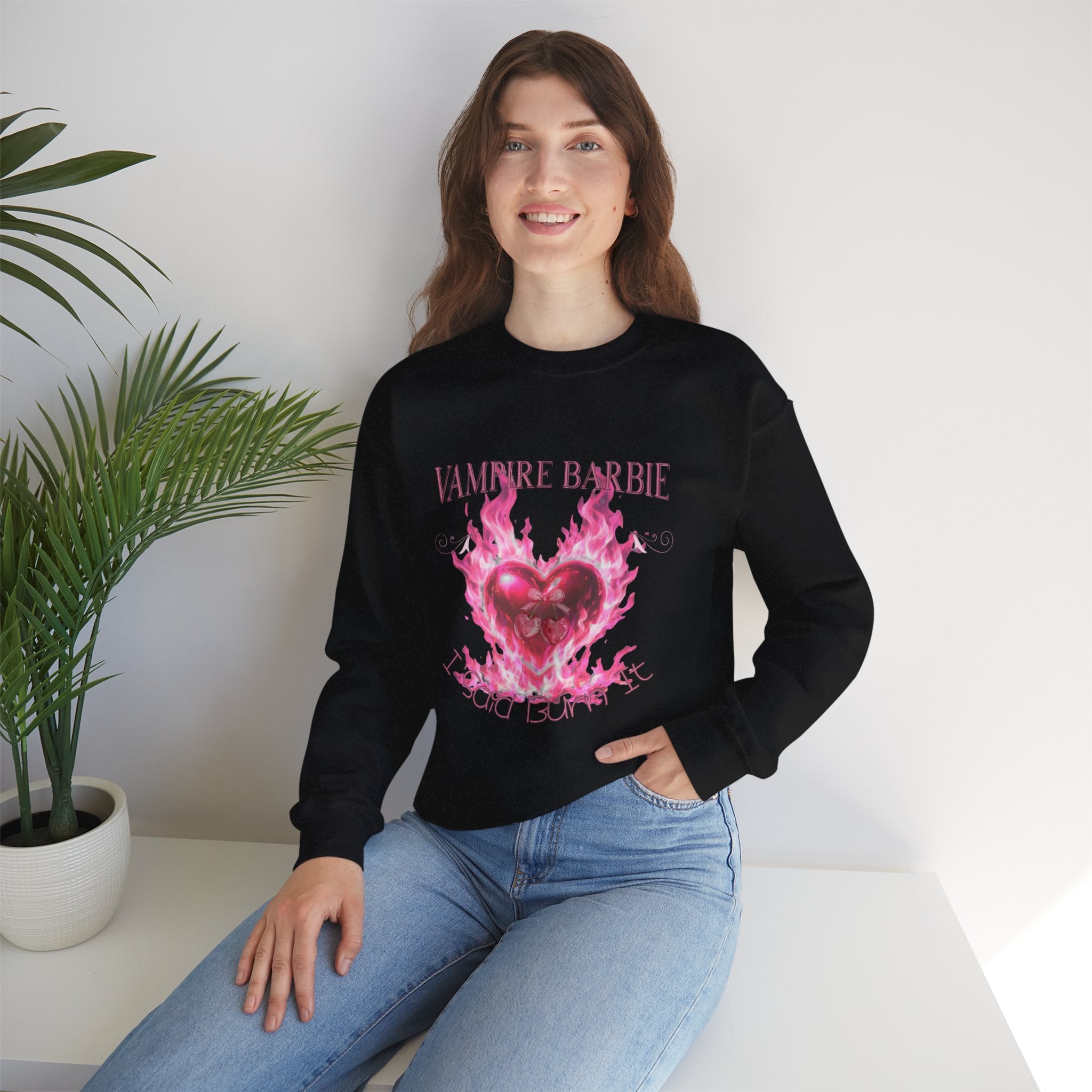 Caroline Forbes — TVD — Vampire Barbie 'I Said Burn It' Heart Sweatshirt