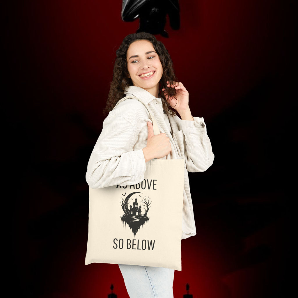 As Above So Below Canvas Tote Bag – Gothic Mystic Cotton Shopper