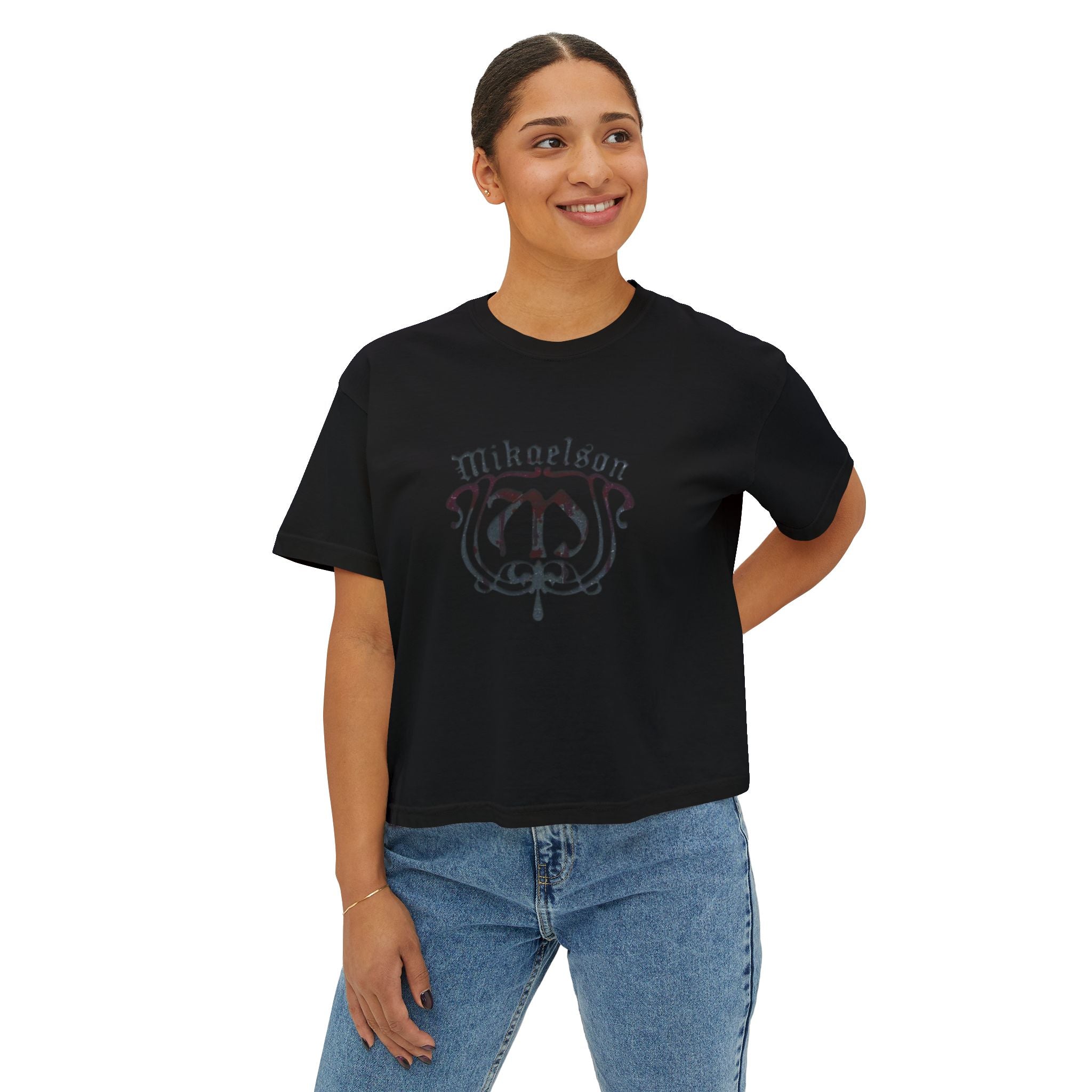 Boxy Tee — 'Mikaelson' Crest Front & "Always & Forever" Script Back