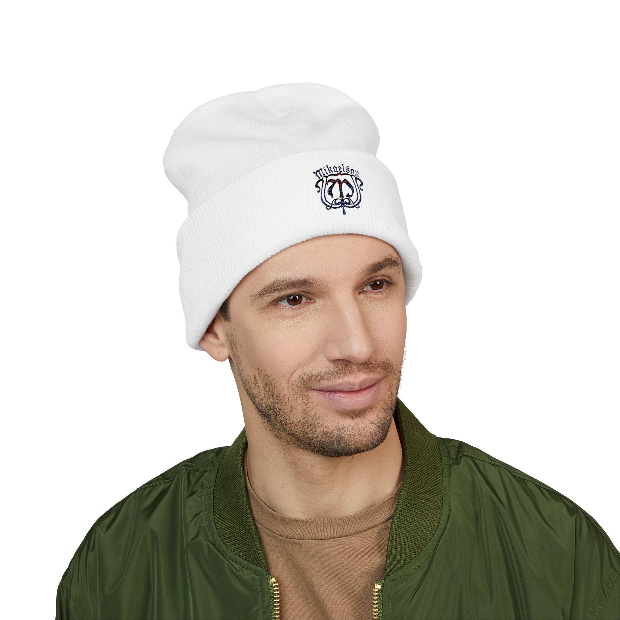 Embroidered Mikaelson Crest Cuffed Beanie — Classic Script Logo Winter Hat