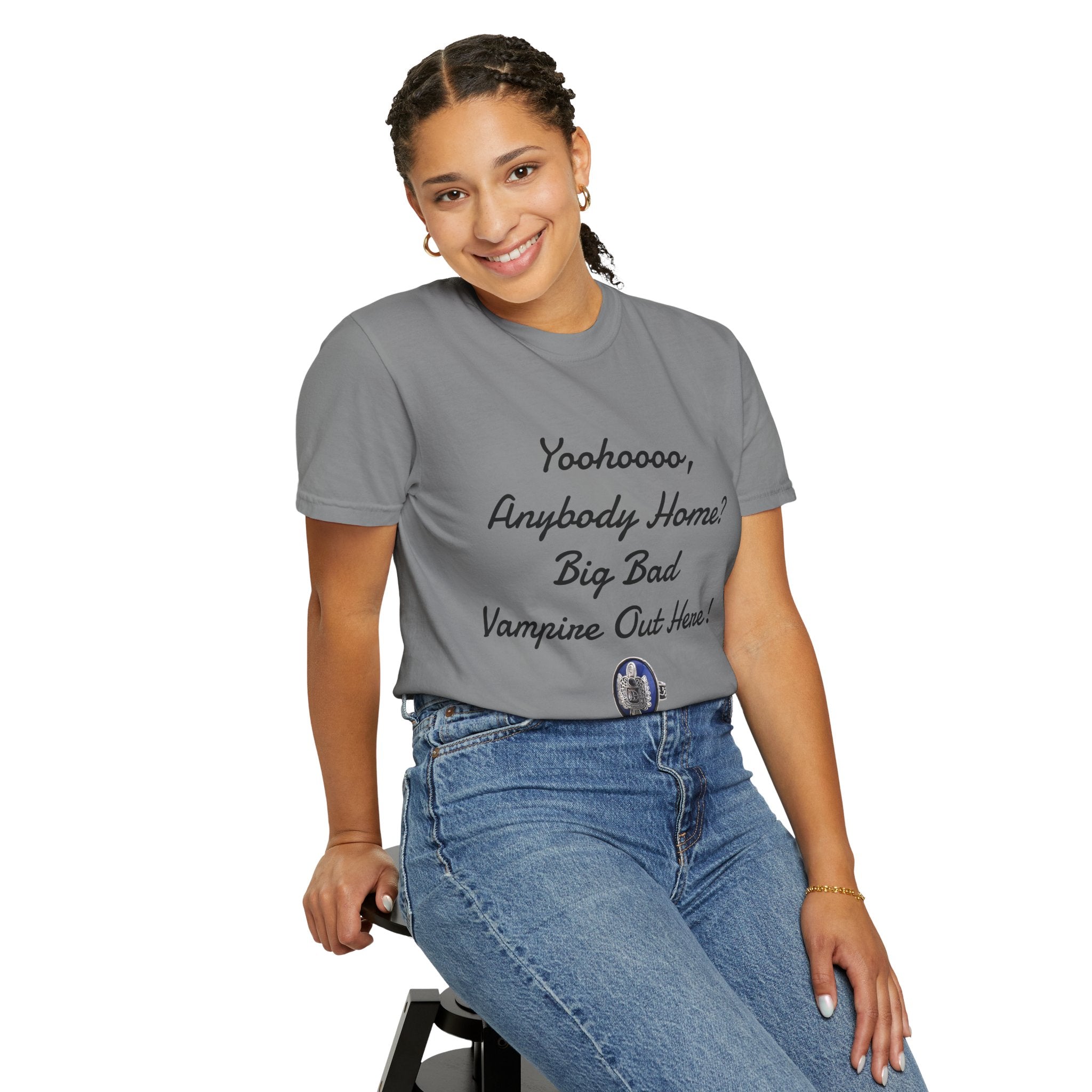Damon Salvatore — TVD — Vampire Quote Tee — "Yoohooo, Anybody Home? Big Bad Vampire Out Here..." Shirt