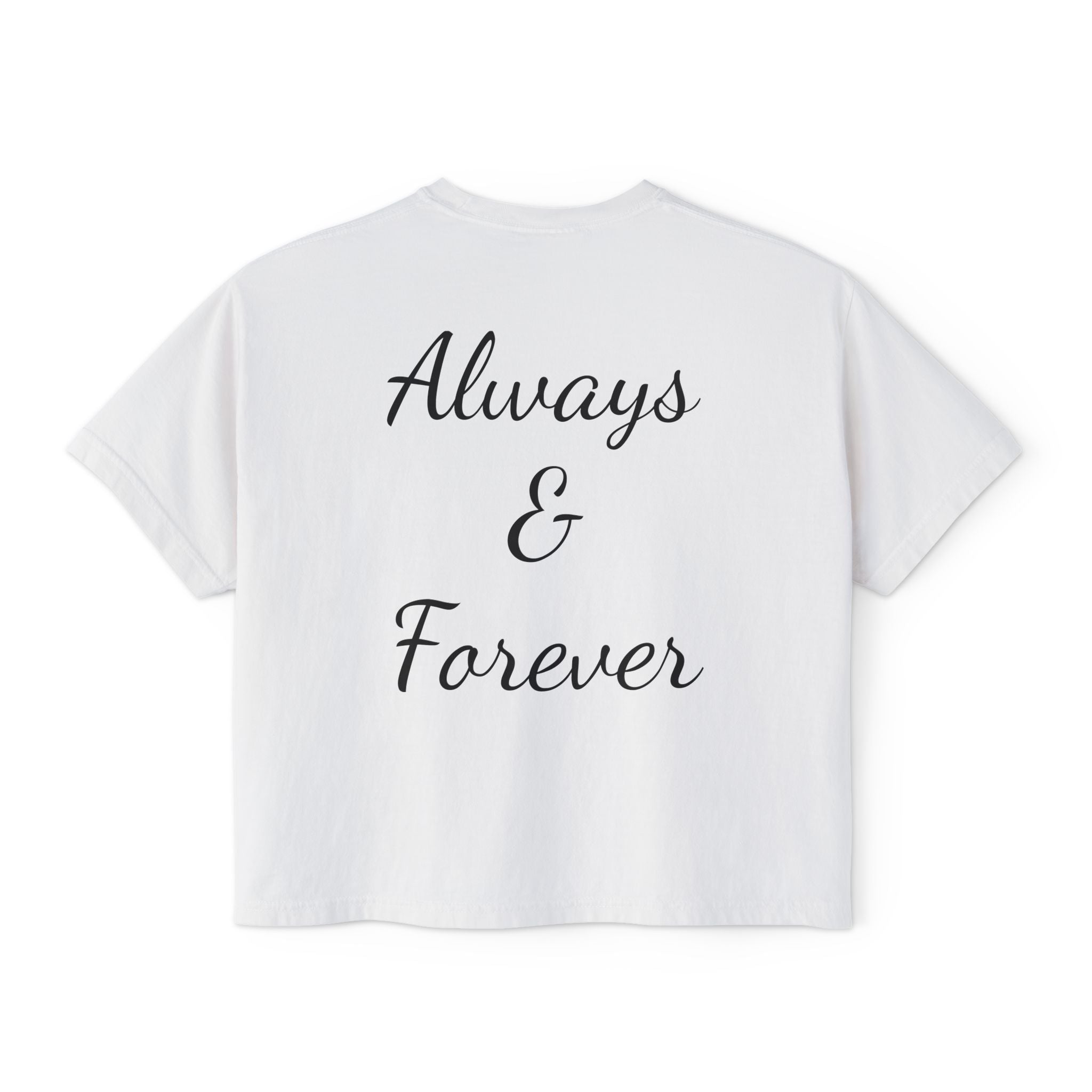 Boxy Tee — 'Mikaelson' Crest Front & "Always & Forever" Script Back