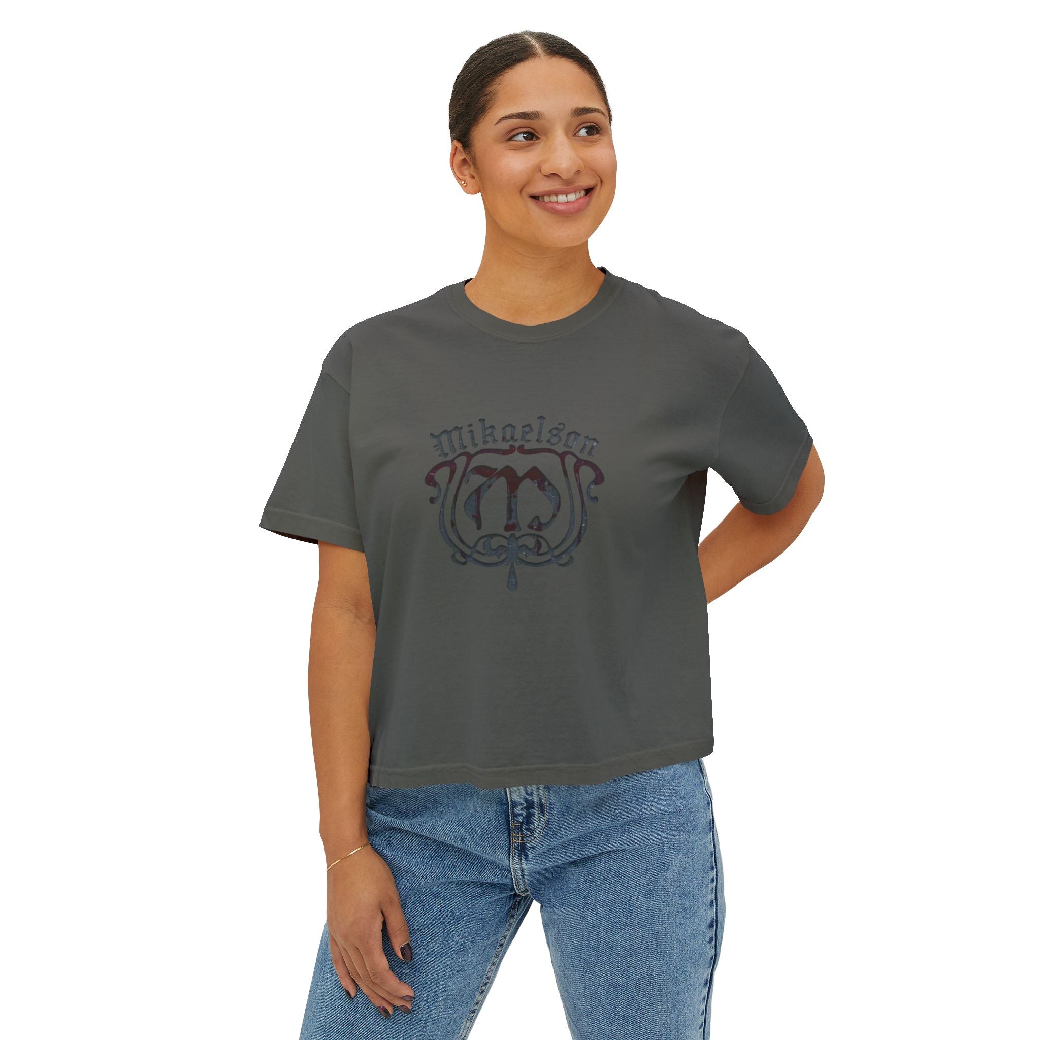 Boxy Tee — 'Mikaelson' Crest Front & "Always & Forever" Script Back