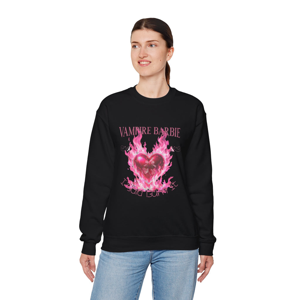 Caroline Forbes — TVD — Vampire Barbie 'I Said Burn It' Heart Sweatshirt