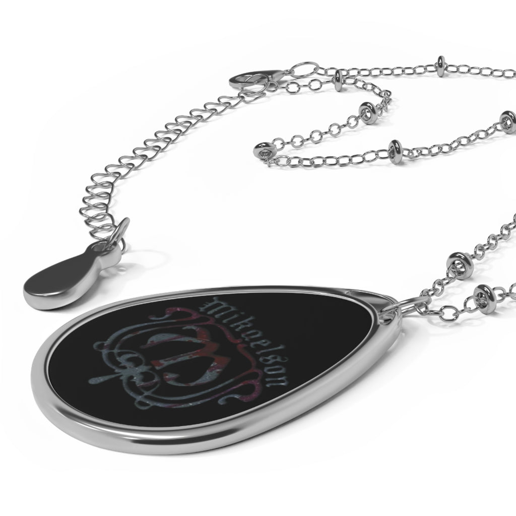Mikaelson — The Originals — Oval Pendant Necklace — Gothic Crest Engraved Teardrop Necklace
