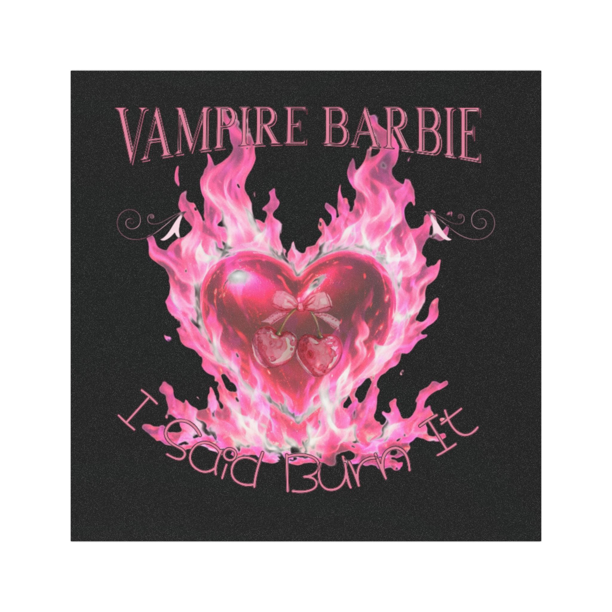 Car Magnet — Caroline Forbes- TVD- "Vampire Barbie I Said Burn It" Pink Flaming Heart Gothic Sticker