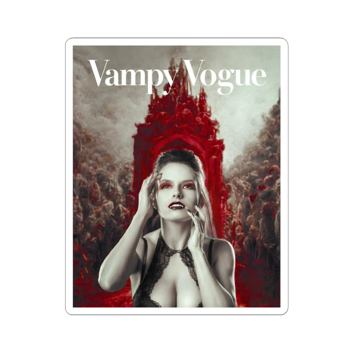 Makala Portrait — Vampy Vogue Sticker — Gothic Vampire Fashion Kiss-Cut Decal