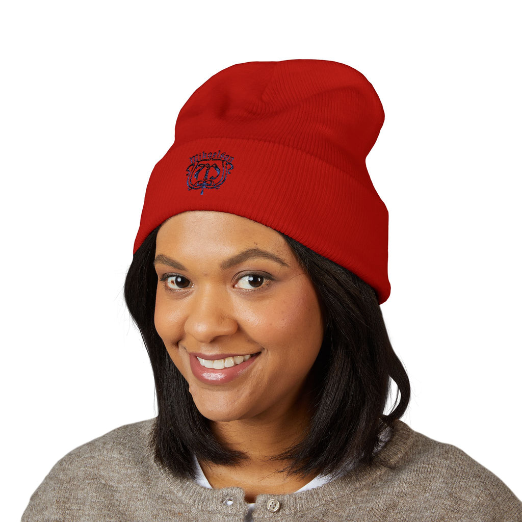 Embroidered Mikaelson Crest Cuffed Beanie — Classic Script Logo Winter Hat