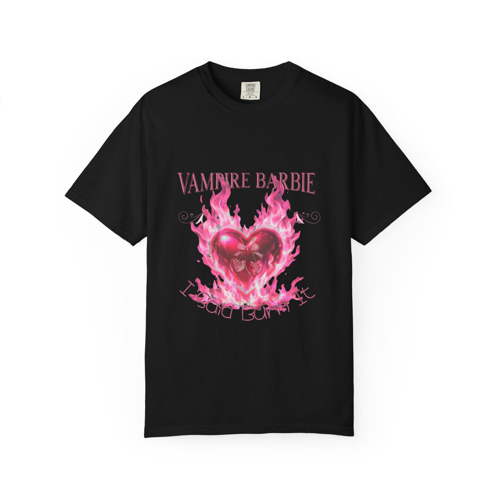 Vampire Barbie Pink Flaming Heart T-shirt | Gothic Cute Graphic Tee