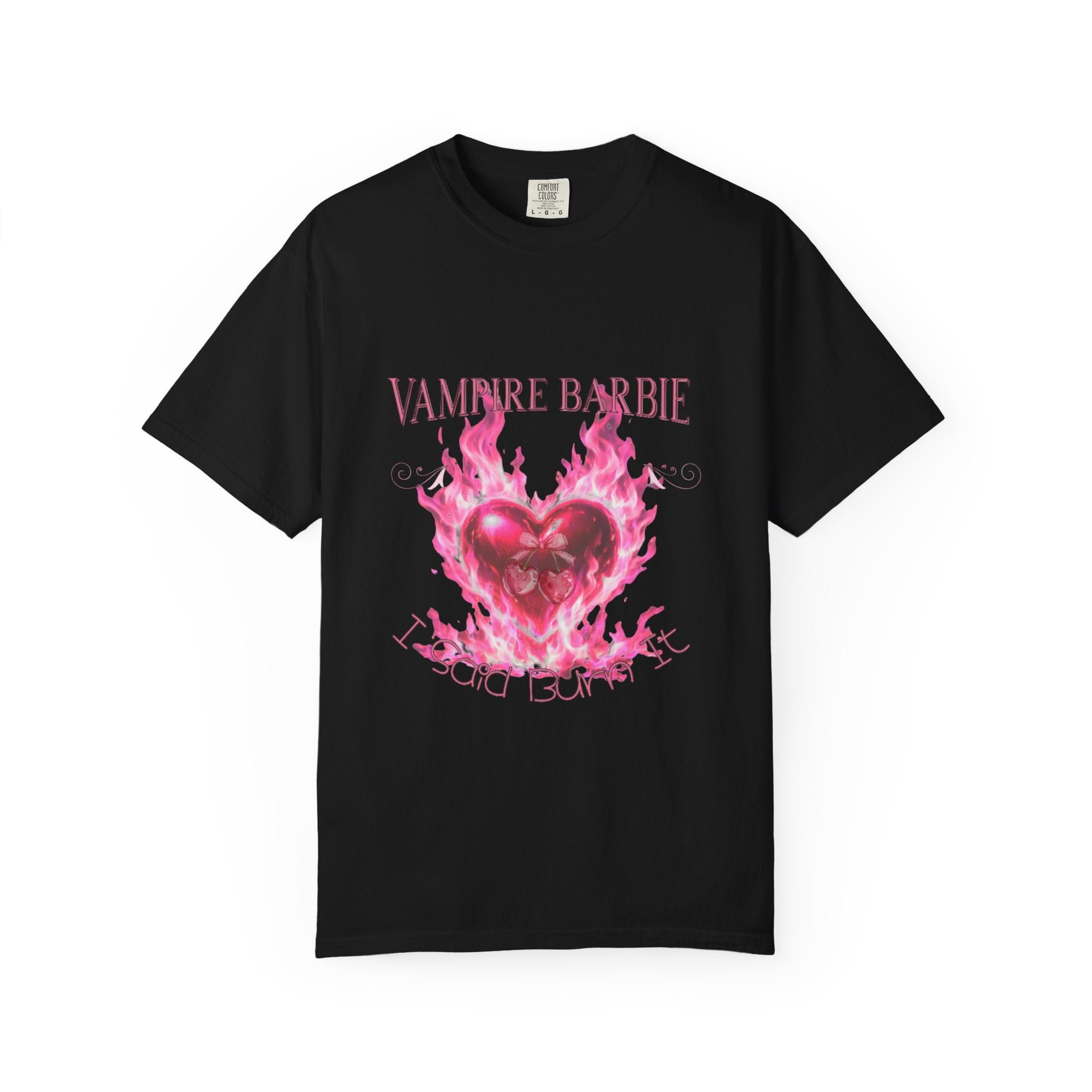Vampire Barbie Pink Flaming Heart T-shirt | Gothic Cute Graphic Tee