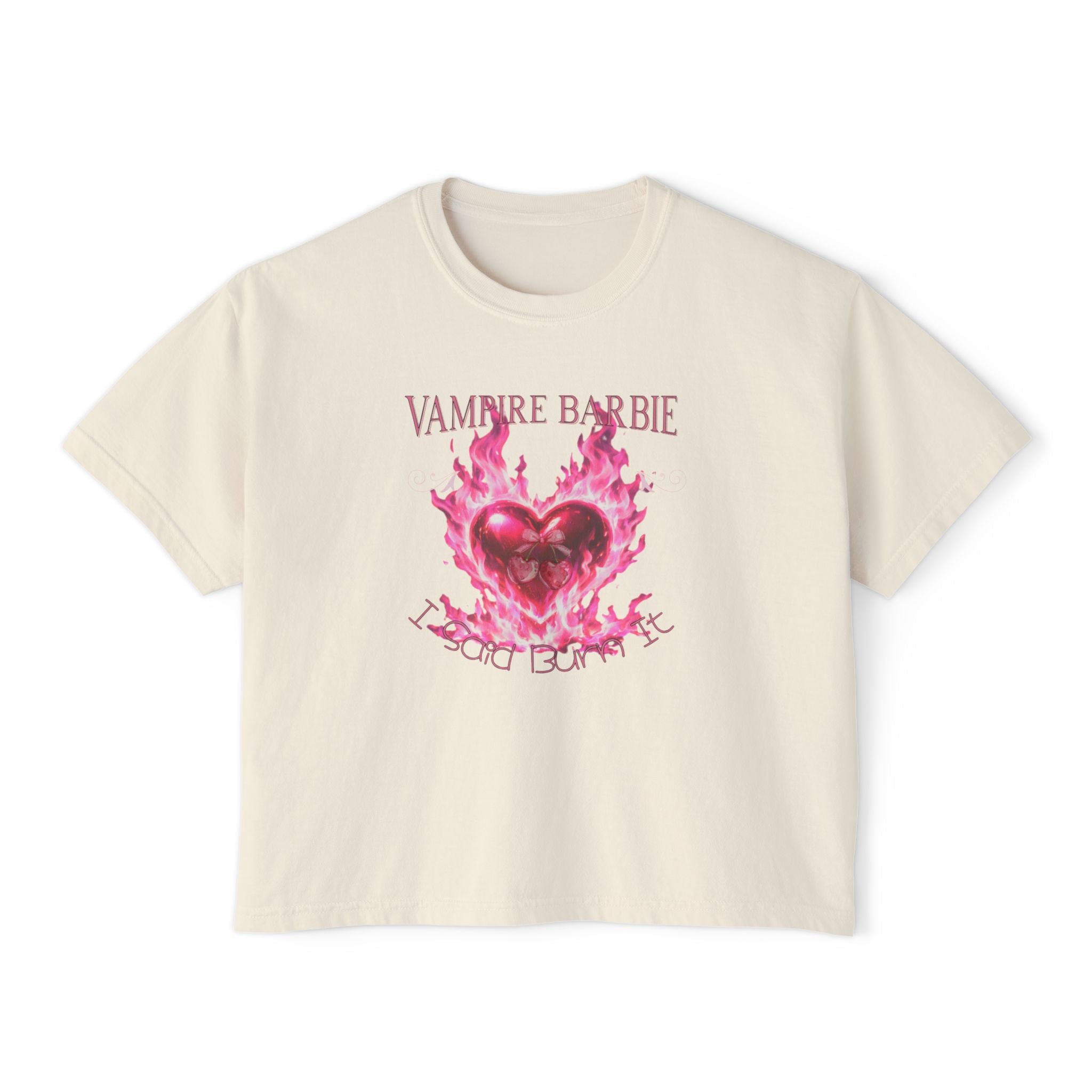 Caroline Forbes — TVD — Vampire Barbie Pink Flame Heart Boxy Tee