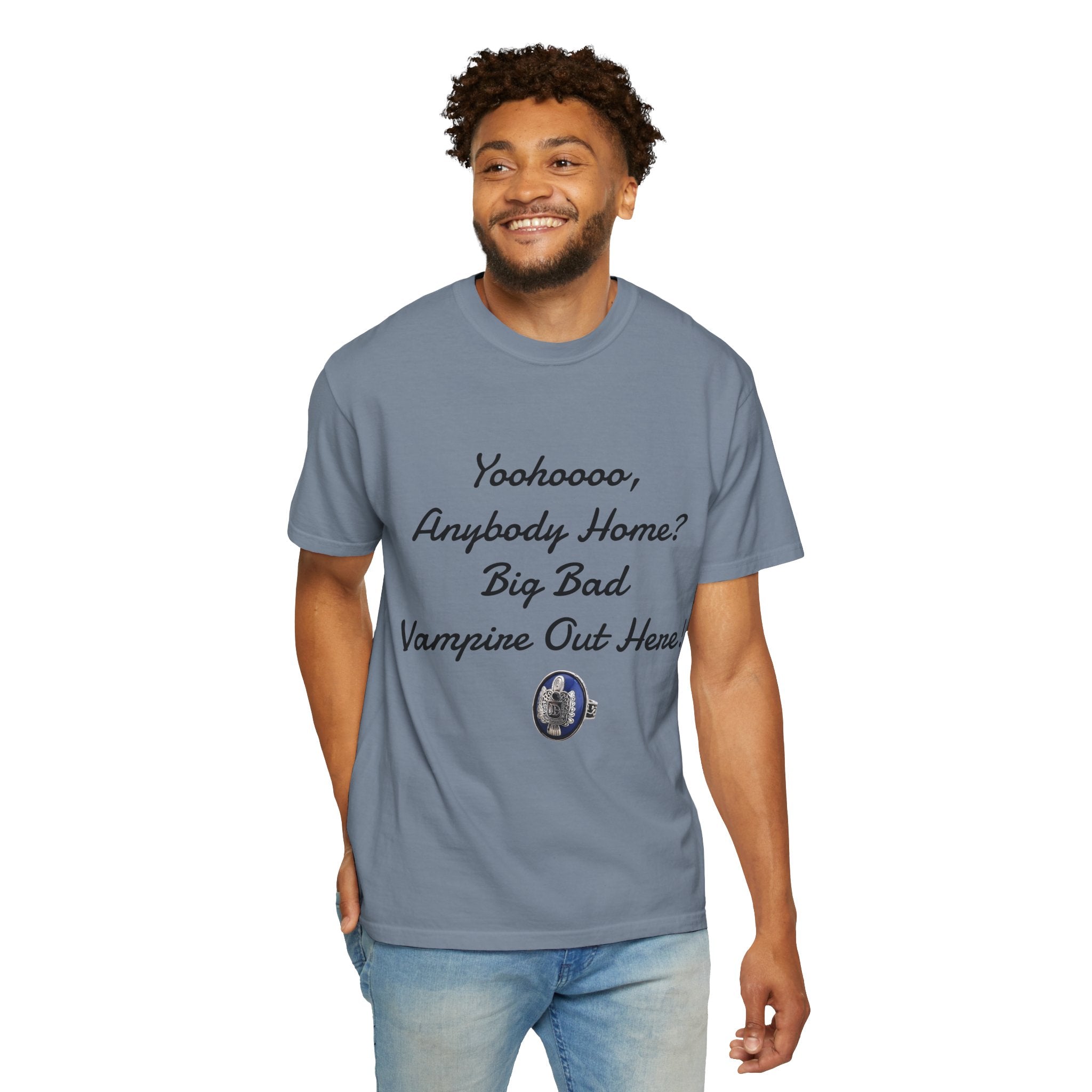 Damon Salvatore — TVD — Vampire Quote Tee — "Yoohooo, Anybody Home? Big Bad Vampire Out Here..." Shirt