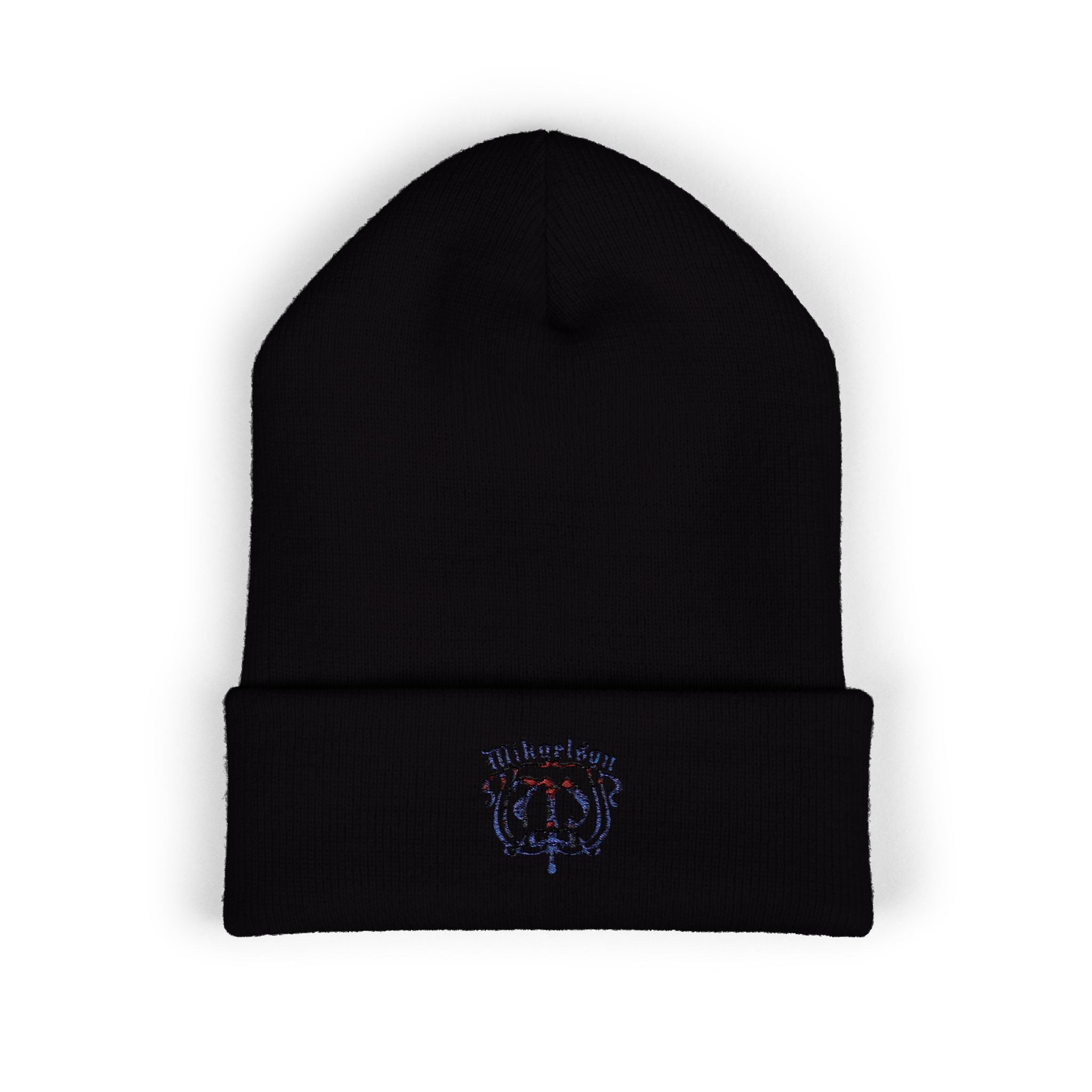 Embroidered Mikaelson Crest Cuffed Beanie — Classic Script Logo Winter Hat