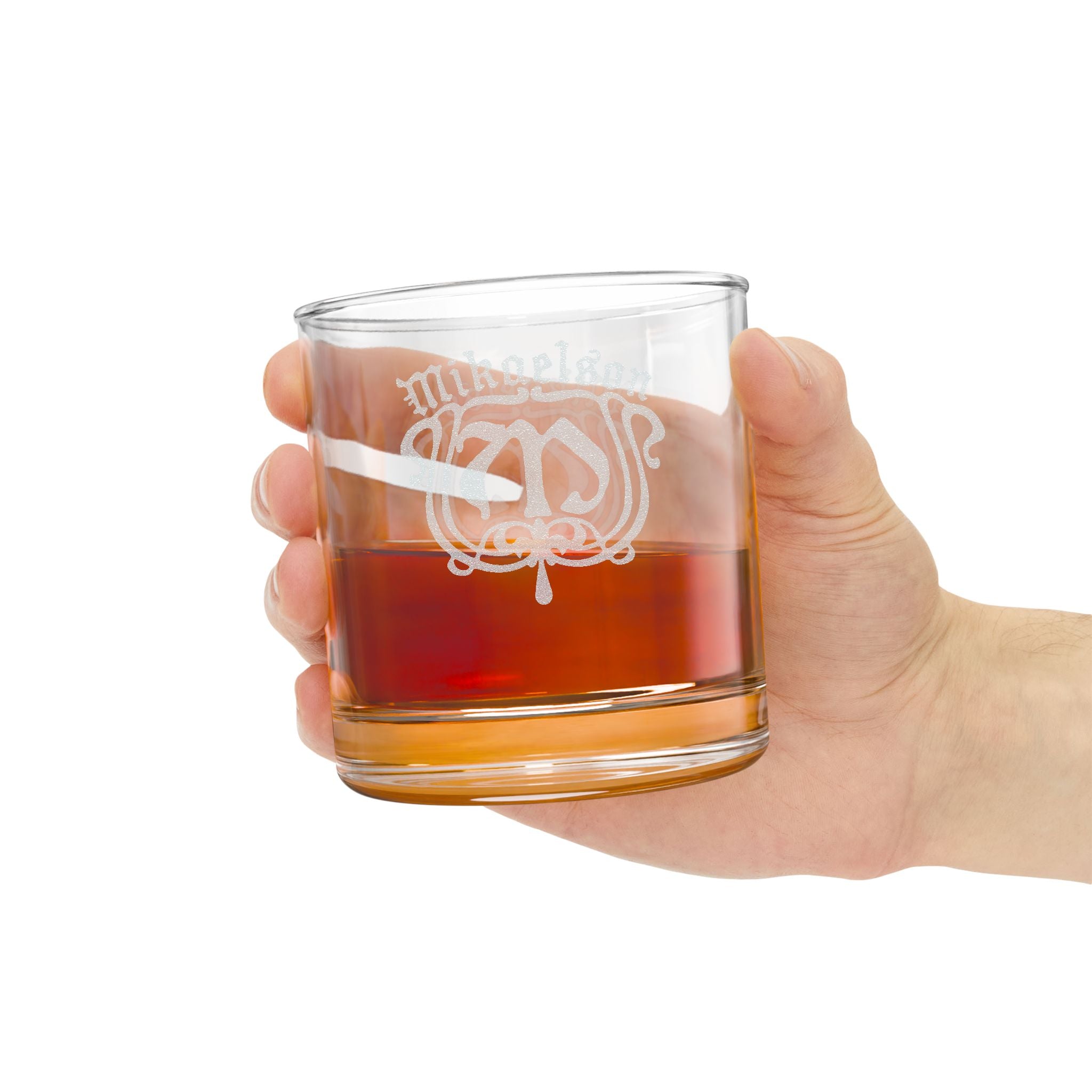 Engraved Mikaelson Whiskey Glass 10.5oz - Personalized Crest Nautical Design