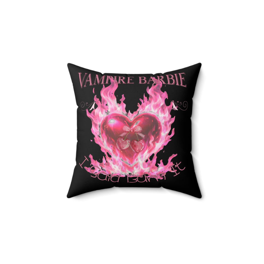 Vampire Barbie Pink Flame Heart Pillow