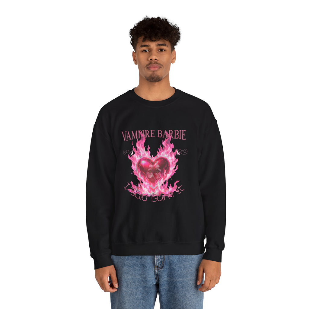 Caroline Forbes — TVD — Vampire Barbie 'I Said Burn It' Heart Sweatshirt