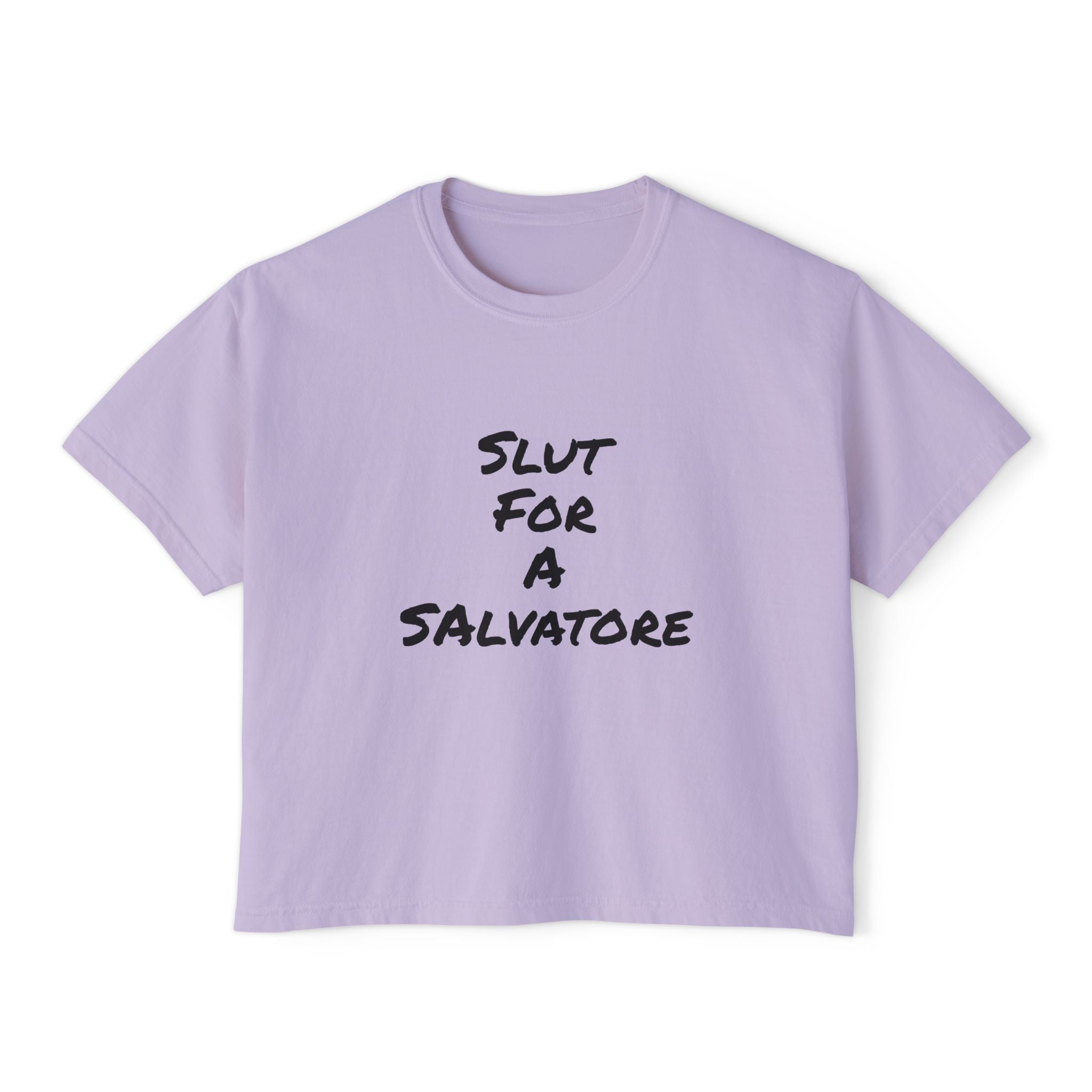 Boxy Tee — "Slut for a Salvatore" Graphic Crop Top