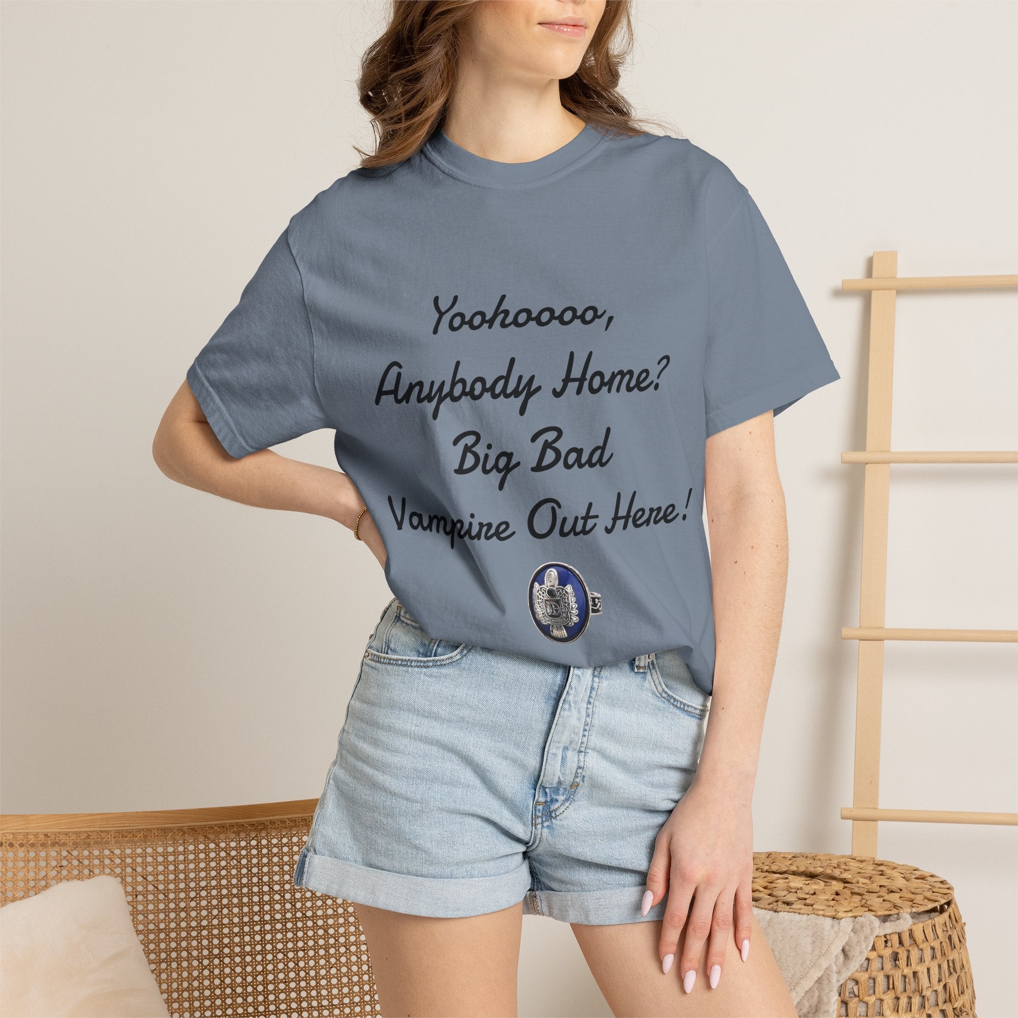 Damon Salvatore — TVD — Vampire Quote Tee — "Yoohooo, Anybody Home? Big Bad Vampire Out Here..." Shirt