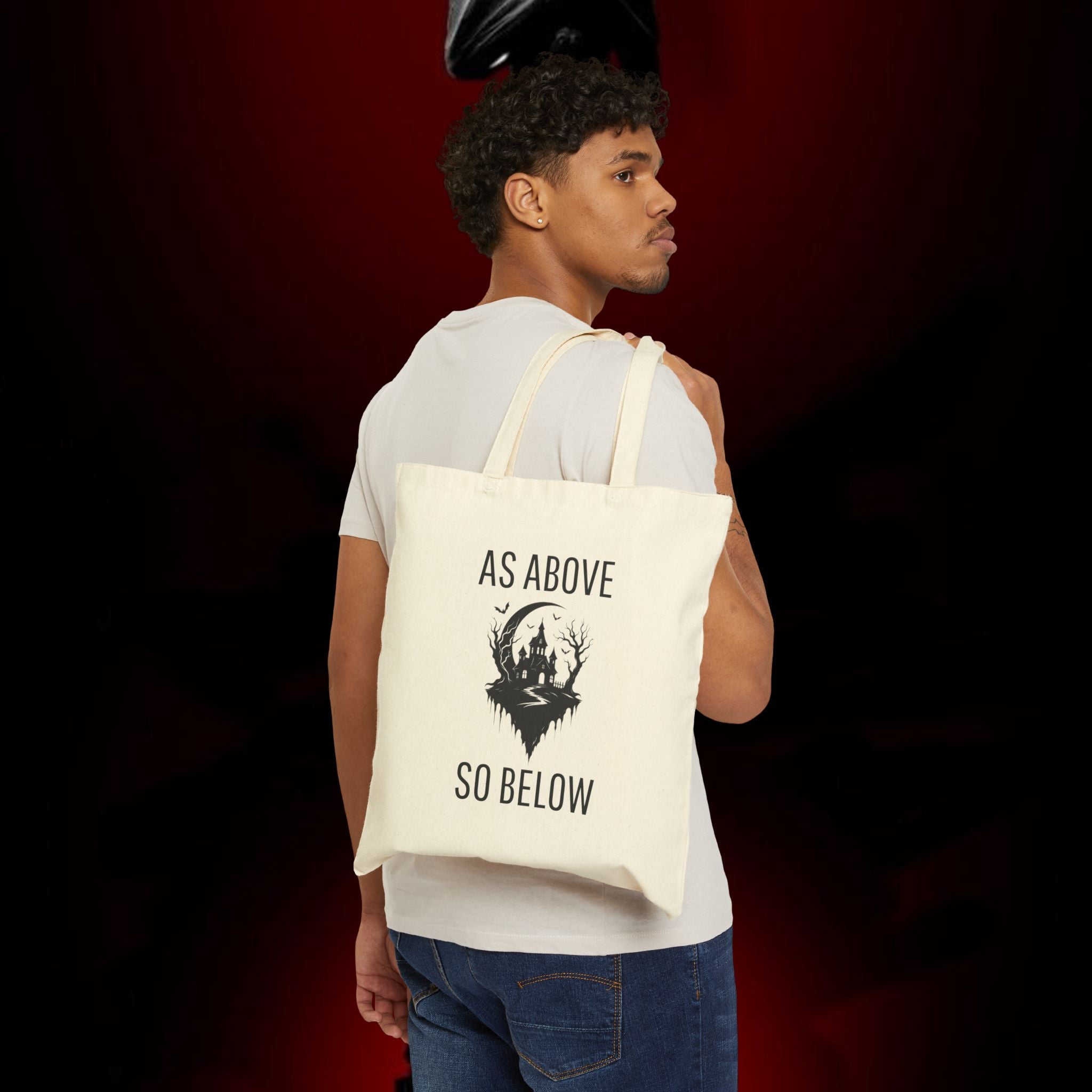 As Above So Below Canvas Tote Bag – Gothic Mystic Cotton Shopper