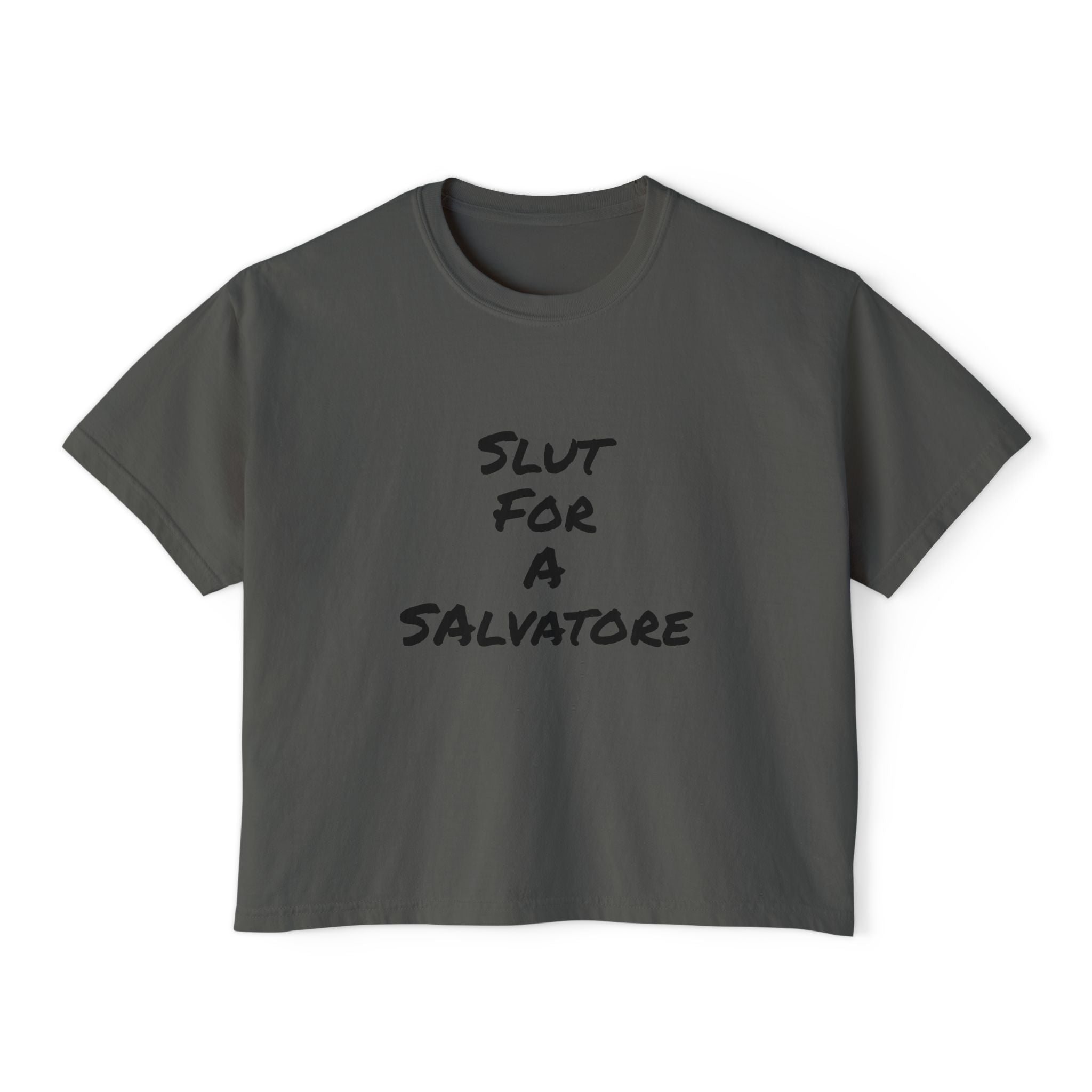 Boxy Tee — "Slut for a Salvatore" Graphic Crop Top
