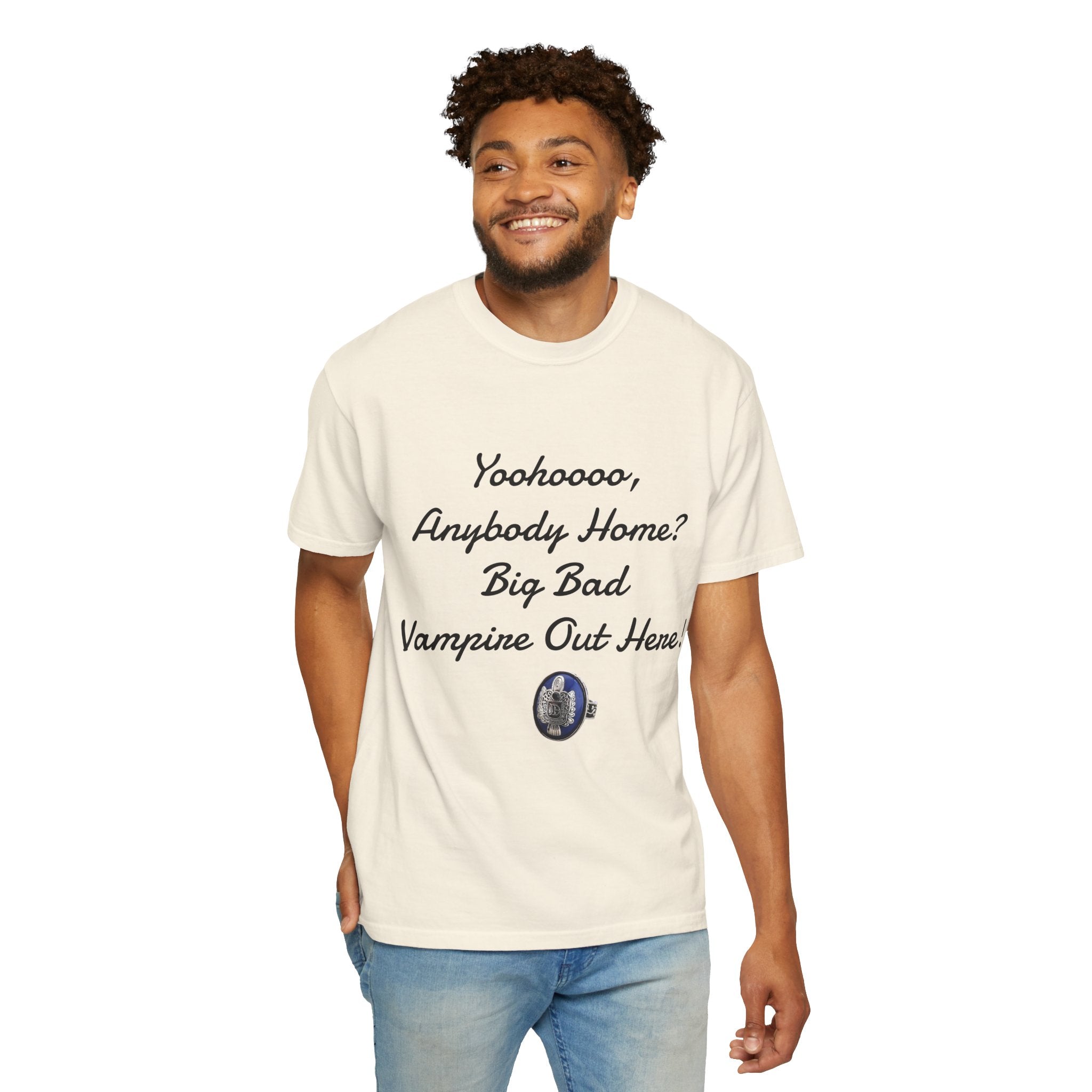 Damon Salvatore — TVD — Vampire Quote Tee — "Yoohooo, Anybody Home? Big Bad Vampire Out Here..." Shirt