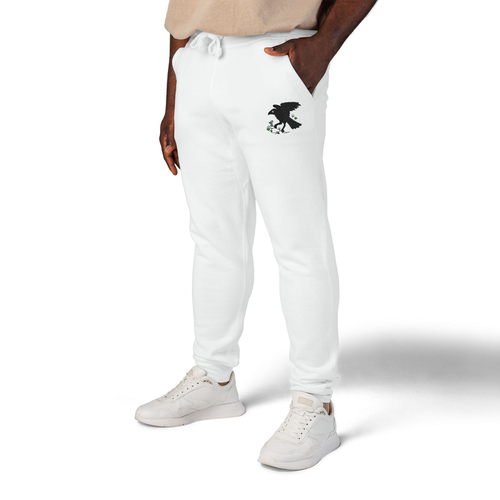 Embroidered  Crow Fleece Sweatpants — Cozy Casual Joggers