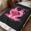 Vampire Barbie Velveteen Plush Blanket — Pink Flaming Heart Gothic Throw