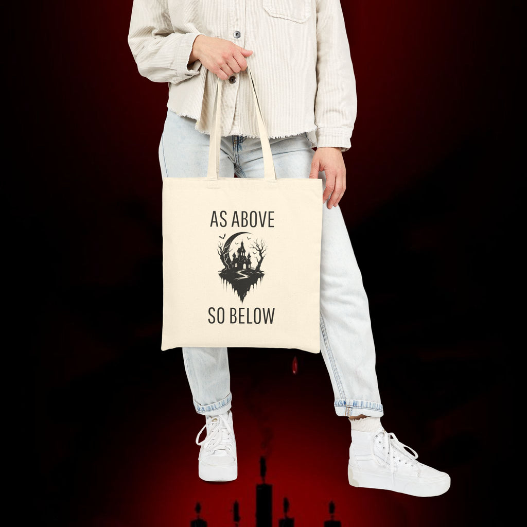 As Above So Below Canvas Tote Bag – Gothic Mystic Cotton Shopper