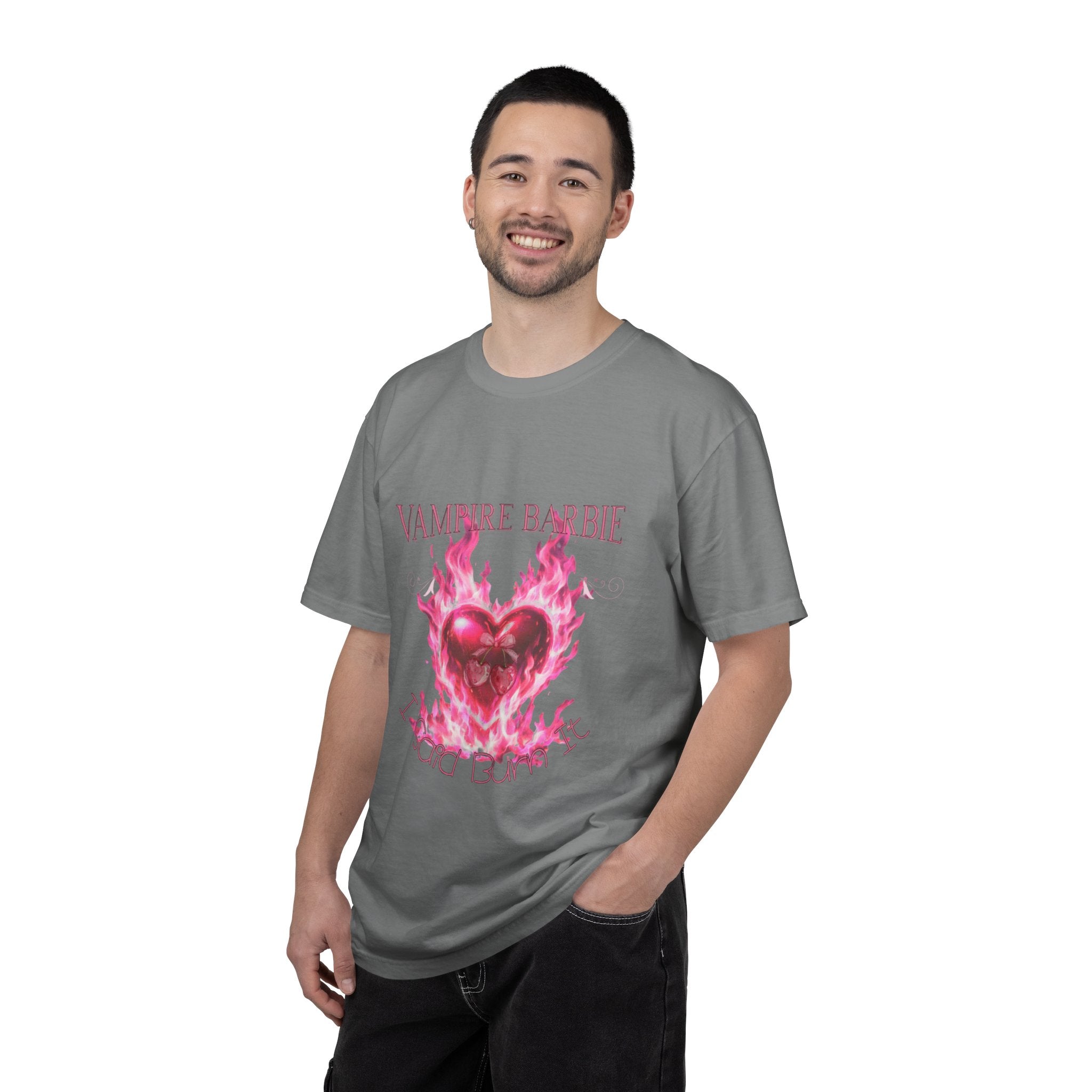 Vampire Barbie Pink Flaming Heart T-shirt | Gothic Cute Graphic Tee