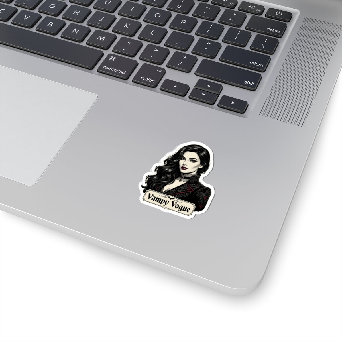 Vampy Vogue Kiss-Cut Sticker — Gothic Vampire Portrait Sticker for Laptops, Journals & Gifts
