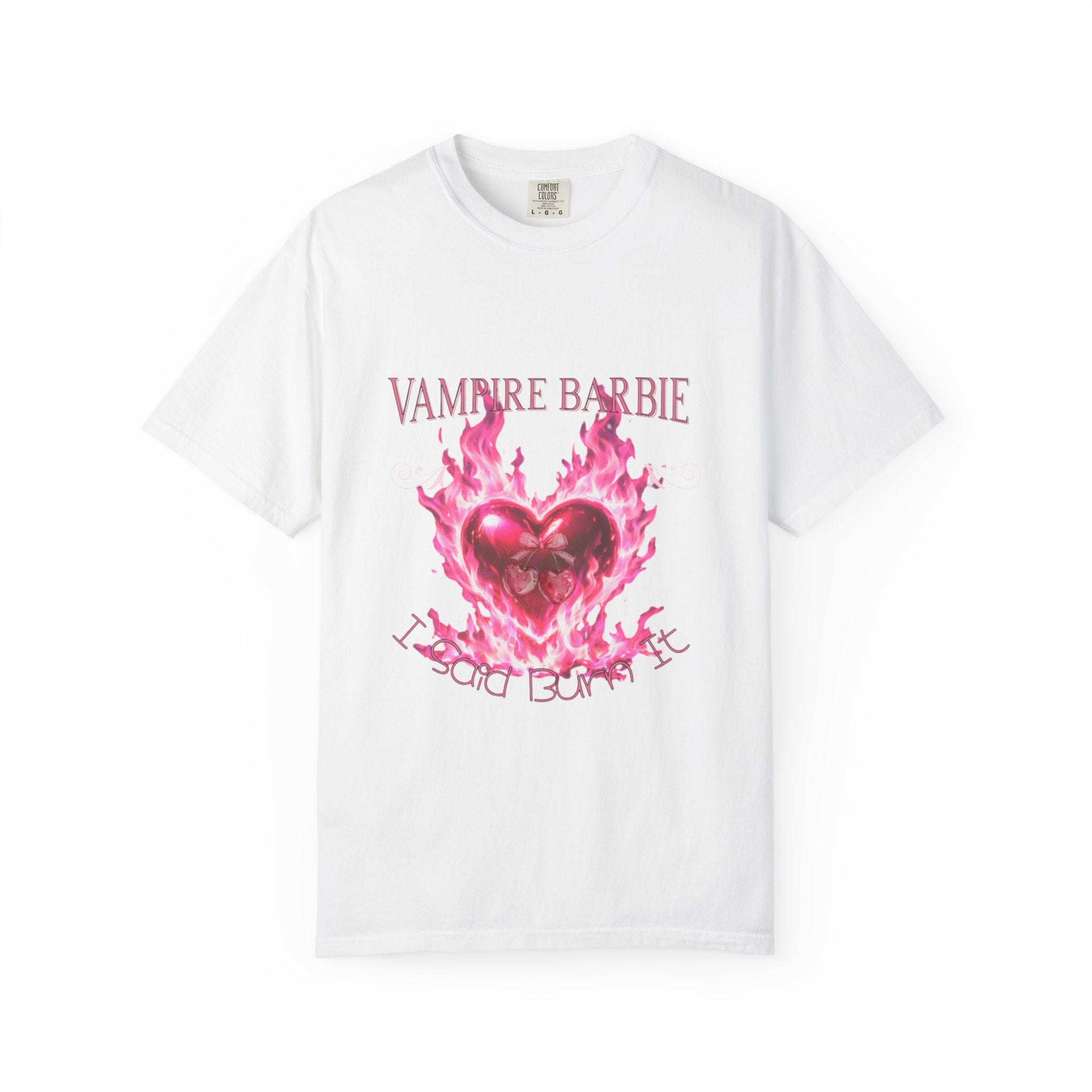 Vampire Barbie Pink Flaming Heart T-shirt | Gothic Cute Graphic Tee