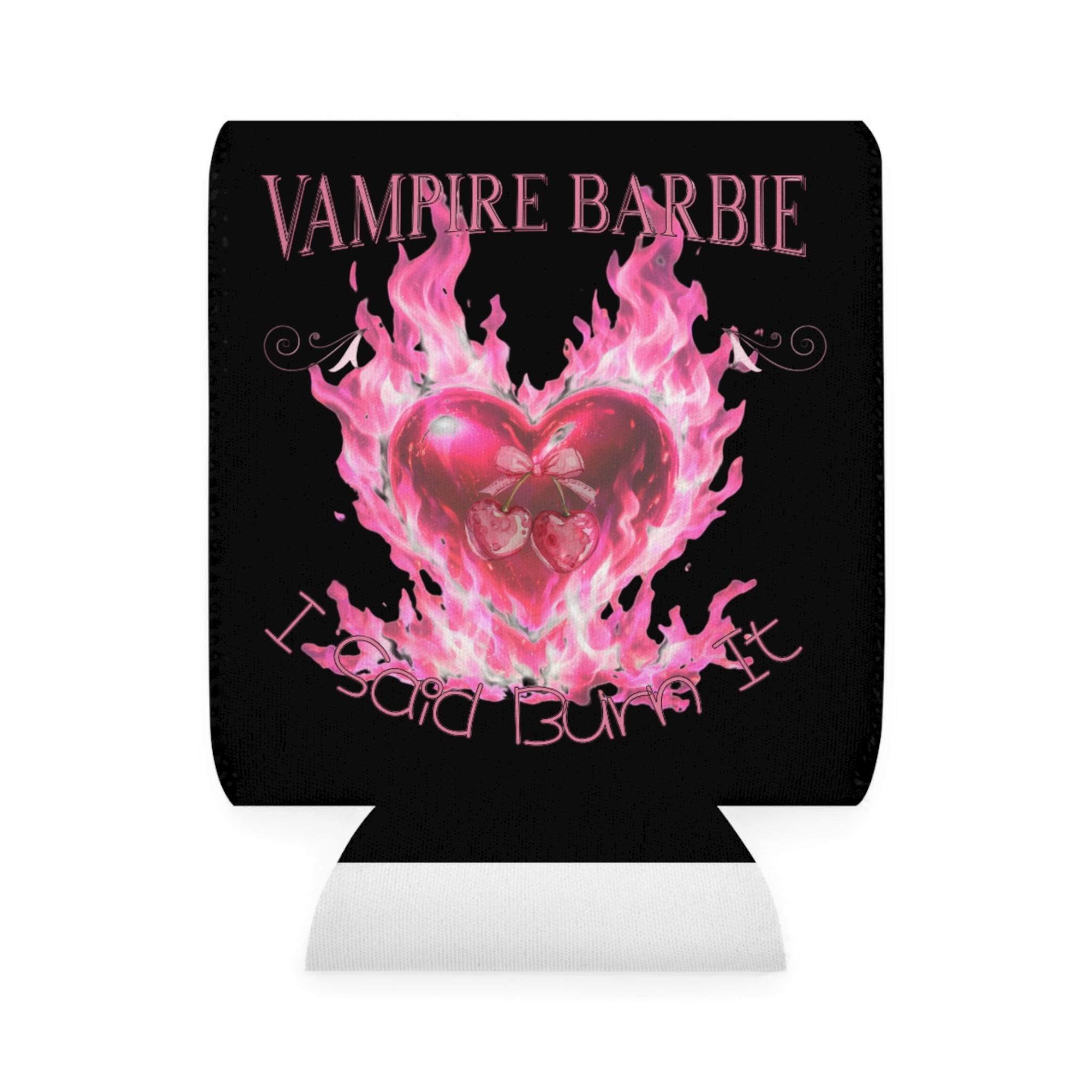 Vampire Barbie Pink Flame Can Cooler Sleeve