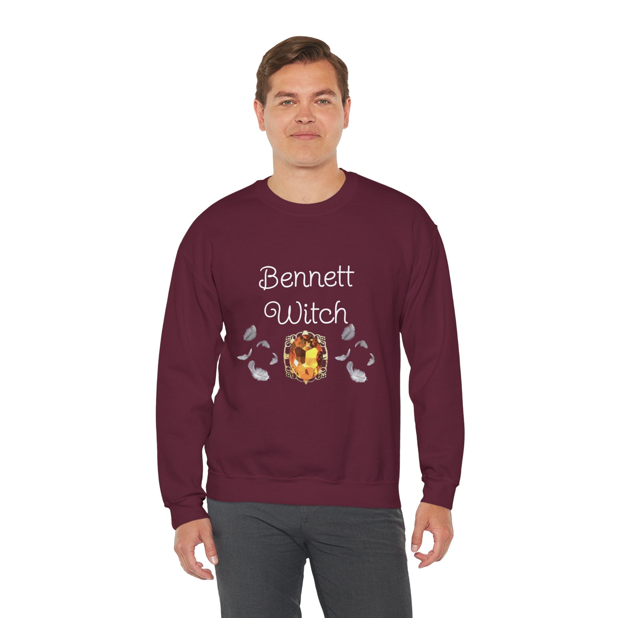 Bennett Witch — Bonnie Bennett — TVD — Gemstone Accent Crewneck Sweatshirt – Citrine Jewel Design