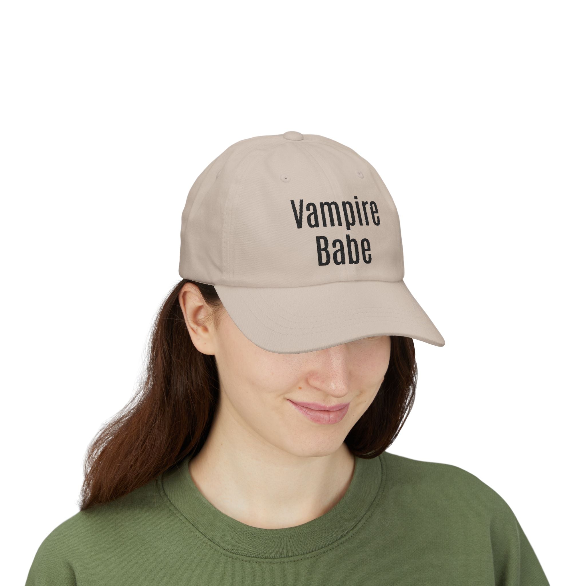 Vampire Babe Dad Cap Gothic Baseball Hat with Crow Accent
