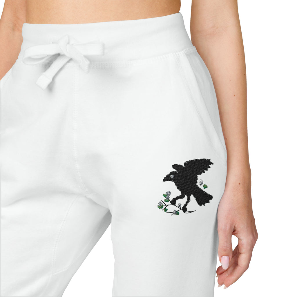 Embroidered  Crow Fleece Sweatpants — Cozy Casual Joggers