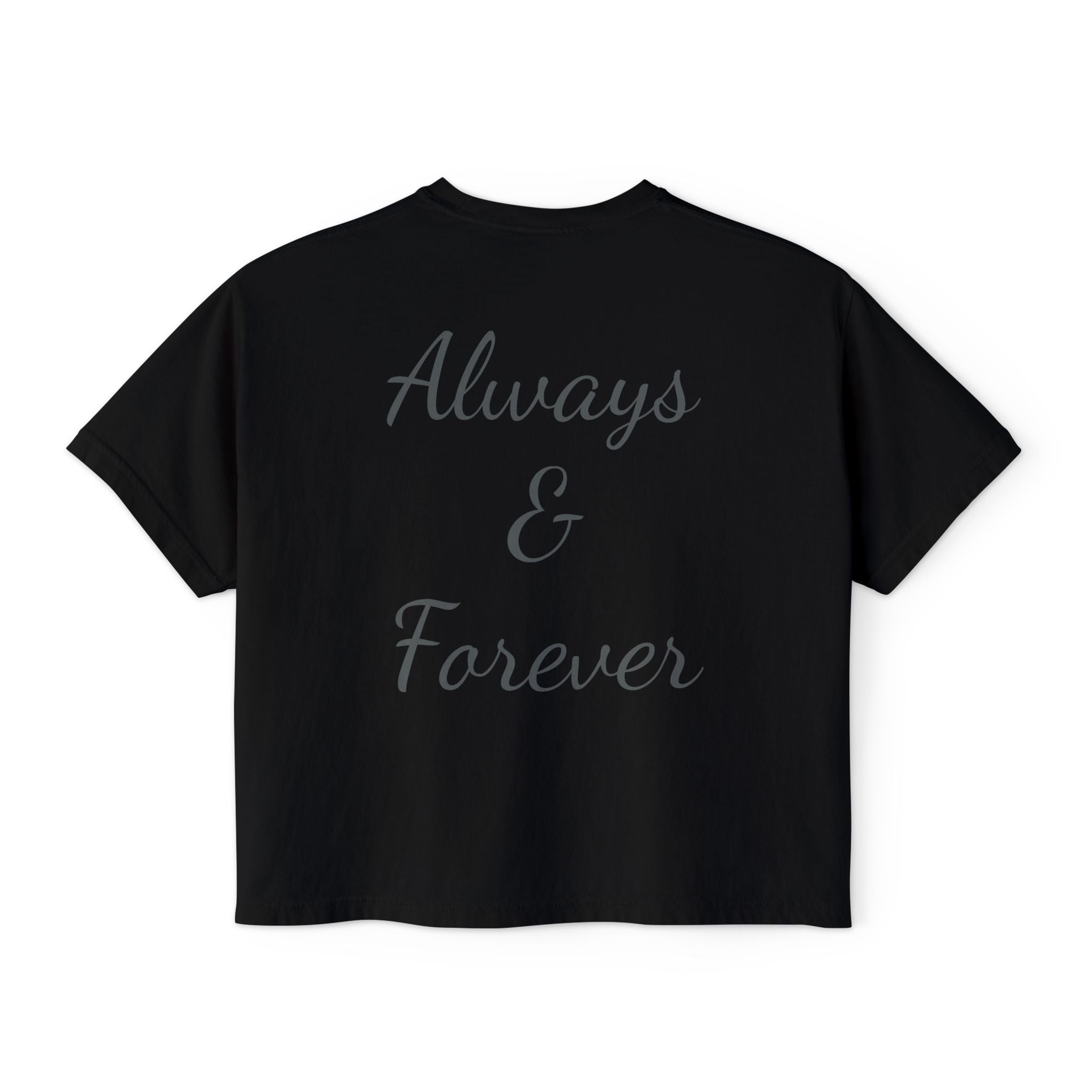 Boxy Tee — 'Mikaelson' Crest Front & "Always & Forever" Script Back