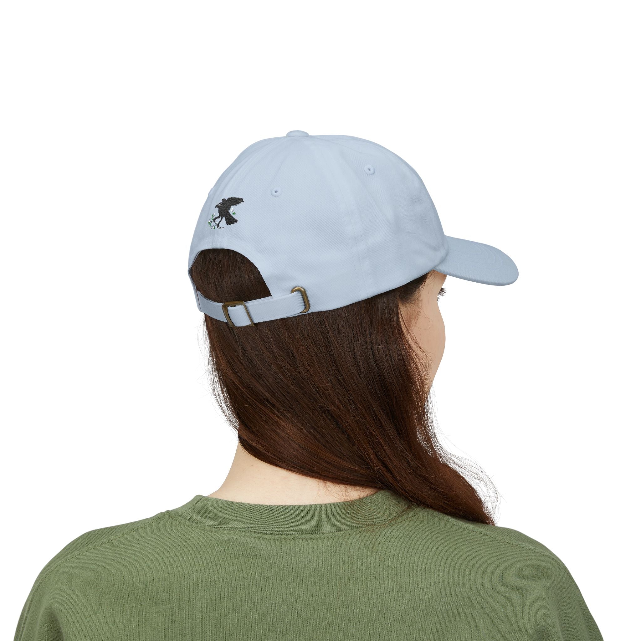 Vampire Babe Dad Cap Gothic Baseball Hat with Crow Accent