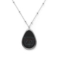 Mikaelson — The Originals — Oval Pendant Necklace — Gothic Crest Engraved Teardrop Necklace