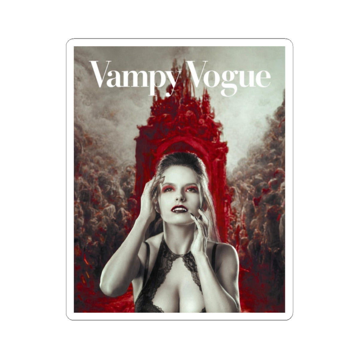 Makala Portrait — Vampy Vogue Sticker — Gothic Vampire Fashion Kiss-Cut Decal