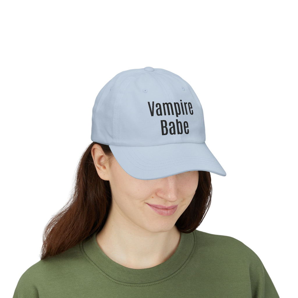 Vampire Babe Dad Cap Gothic Baseball Hat with Crow Accent